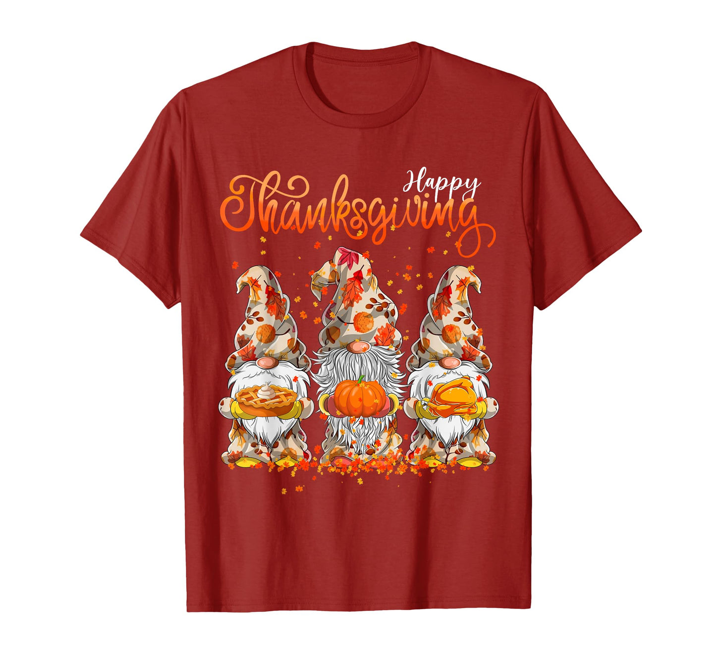 Happy Thanksgiving Gnomes Pumpkin Autumn Leaves T-Shirt