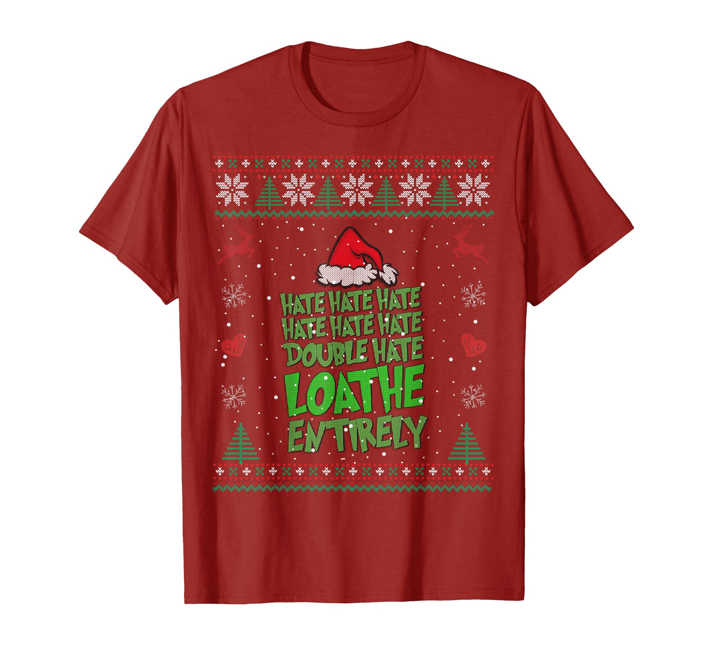 Hate Hate double hate loathe entirely funny Christmas Santa T-Shirt