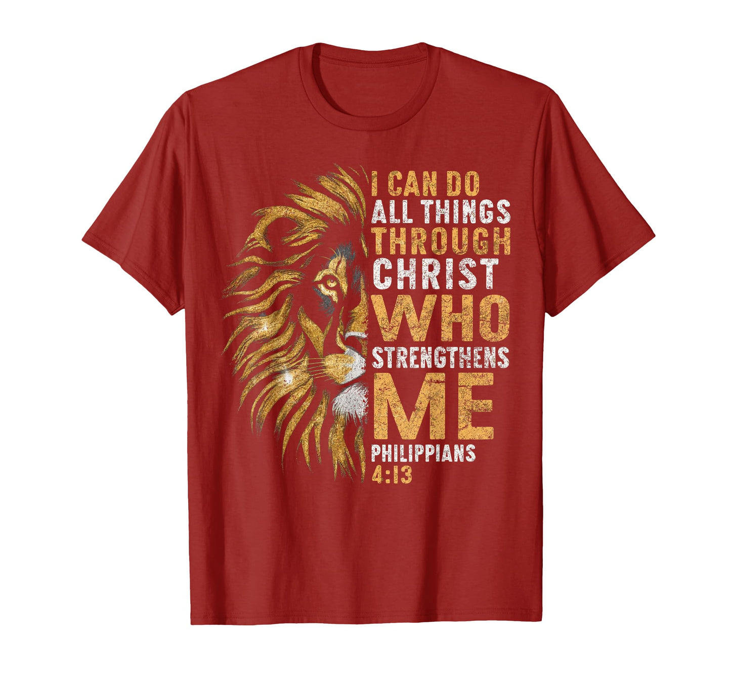 Christian I Can Do All Thing Through Christ Lion Faith Bible T-Shirt