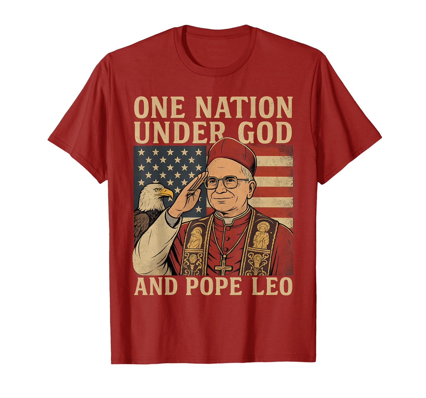 One Nation Under God And Pope Leo USA Patriotic July 4th T-Shirt
