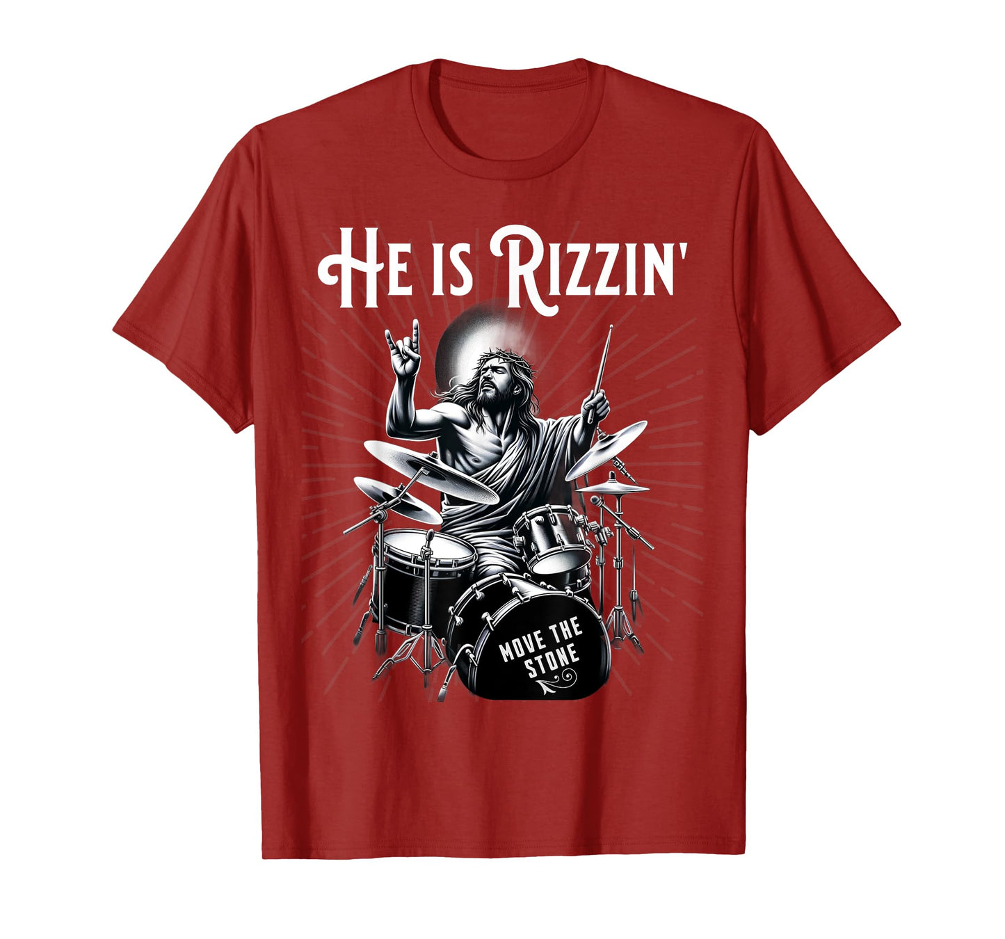 Percussion Drum Funny Rizz He is Rizzin Jesus Drumming T-Shirt