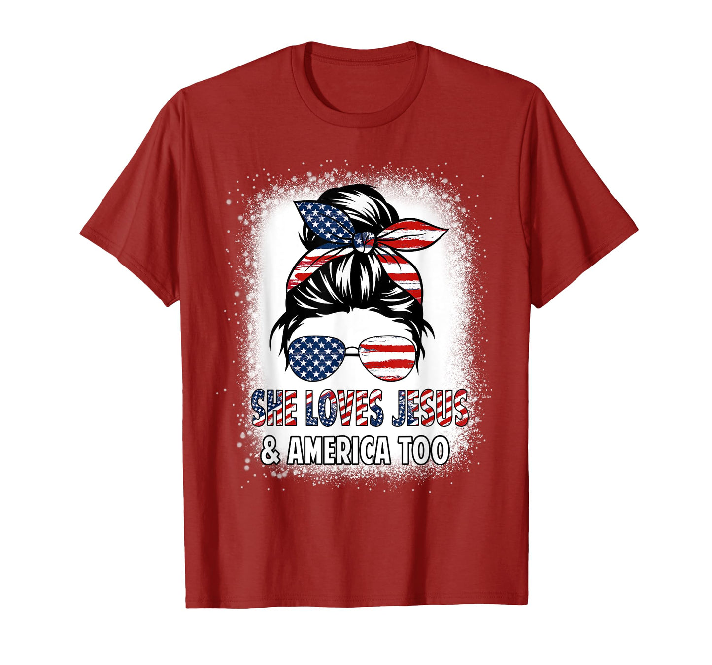 American Flag She Loves Jesus & America Too Christian Girl T-Shirt