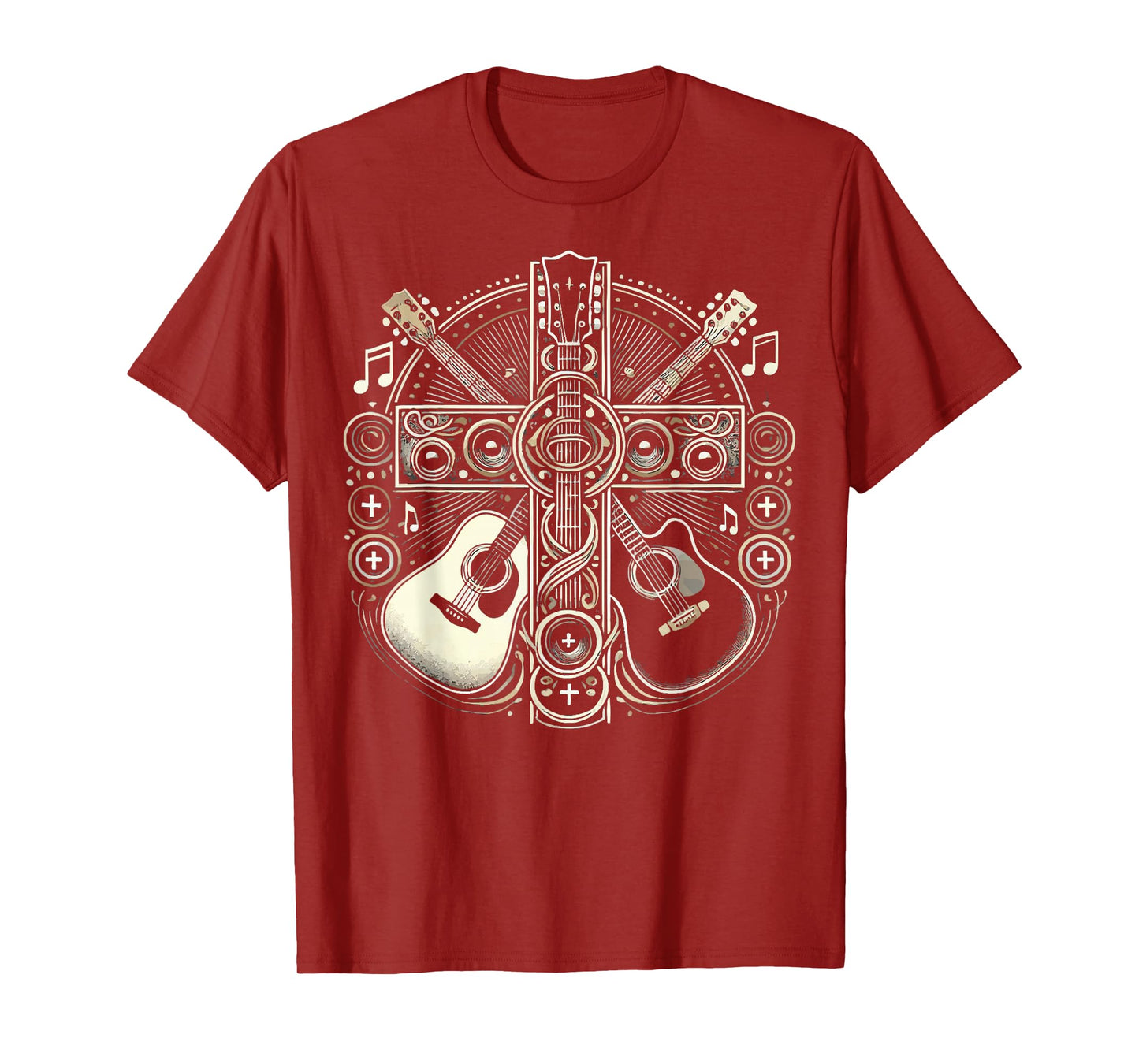 Acoustic Electric Guitar Cross Christian God Jesus Crucifix T-Shirt