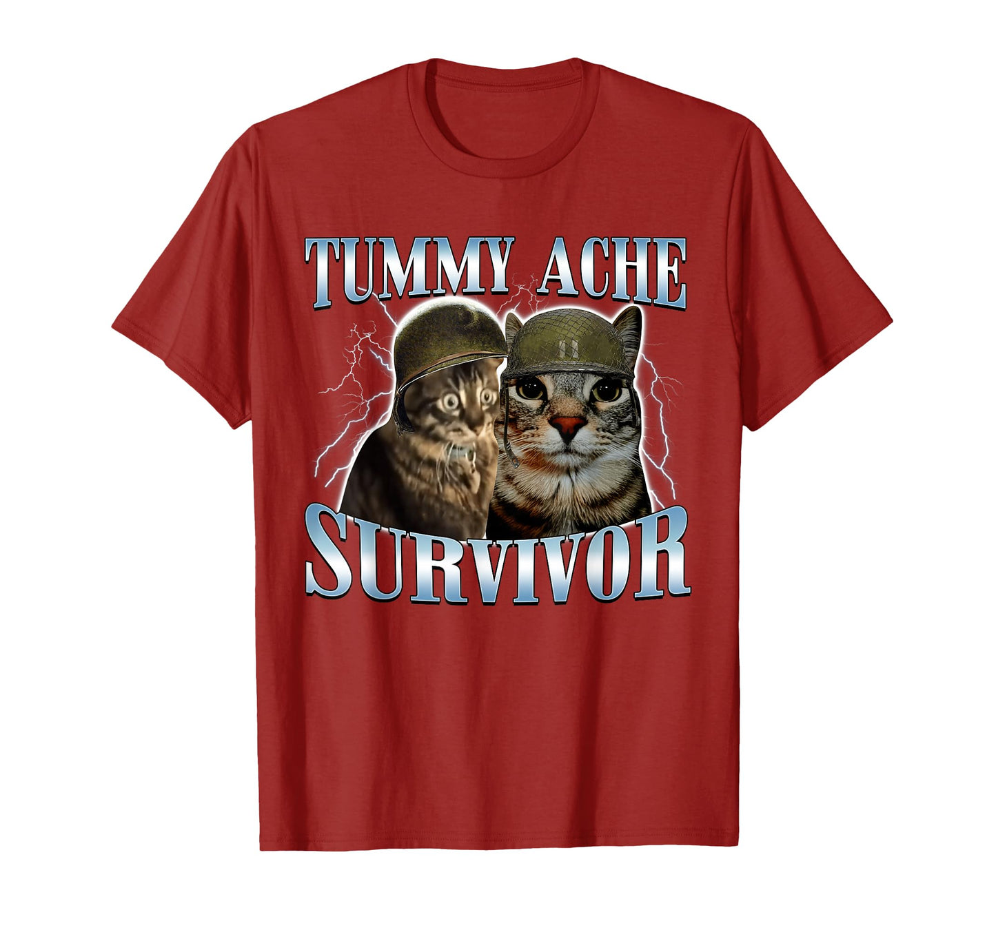 Tummy Ache Survivor Cat Meme Funny Saying Kitty Pet Animal T-Shirt