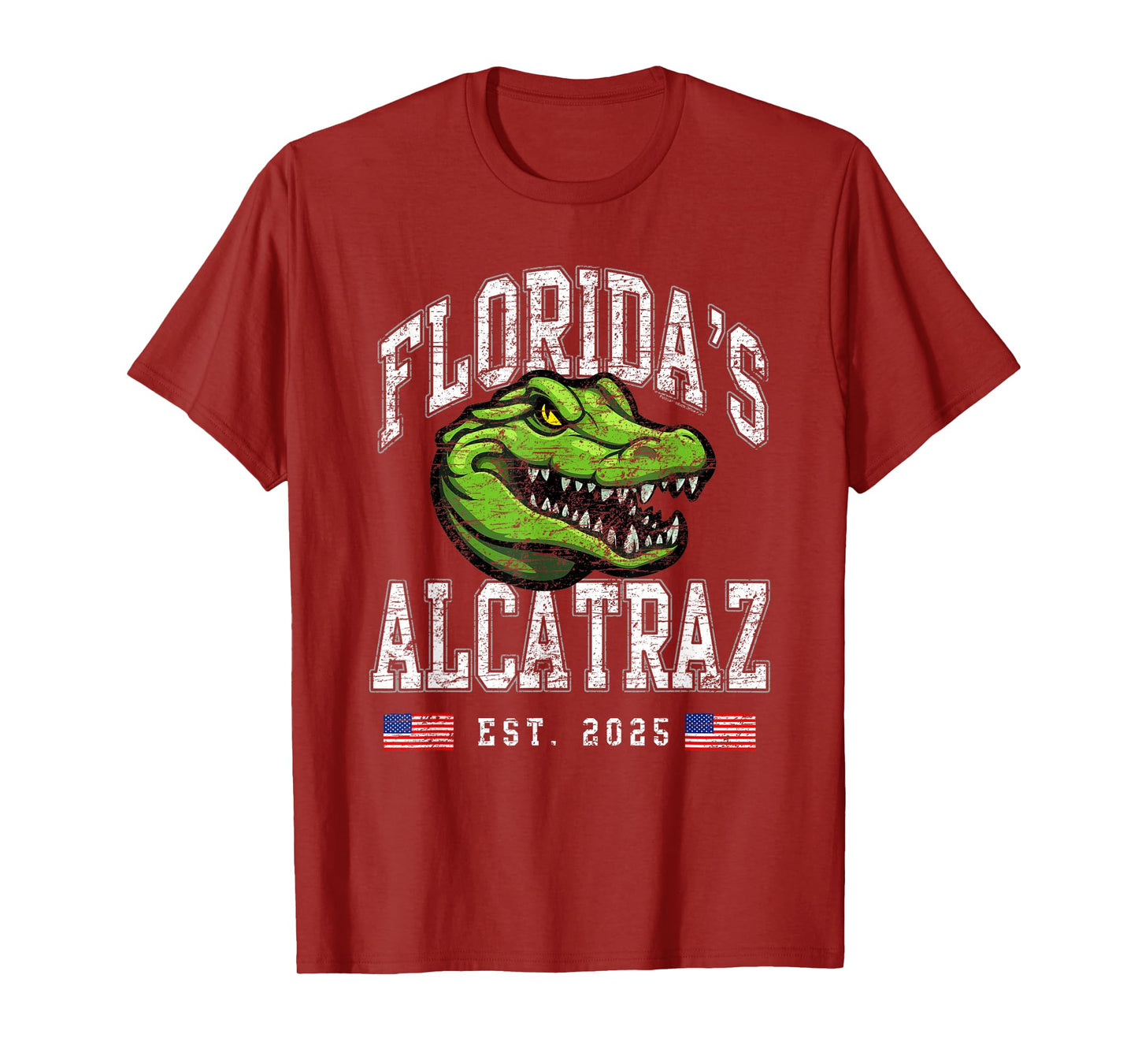 Floridas Alcatraz USA Est 2025 Funny American Flag Patriotic T-Shirt