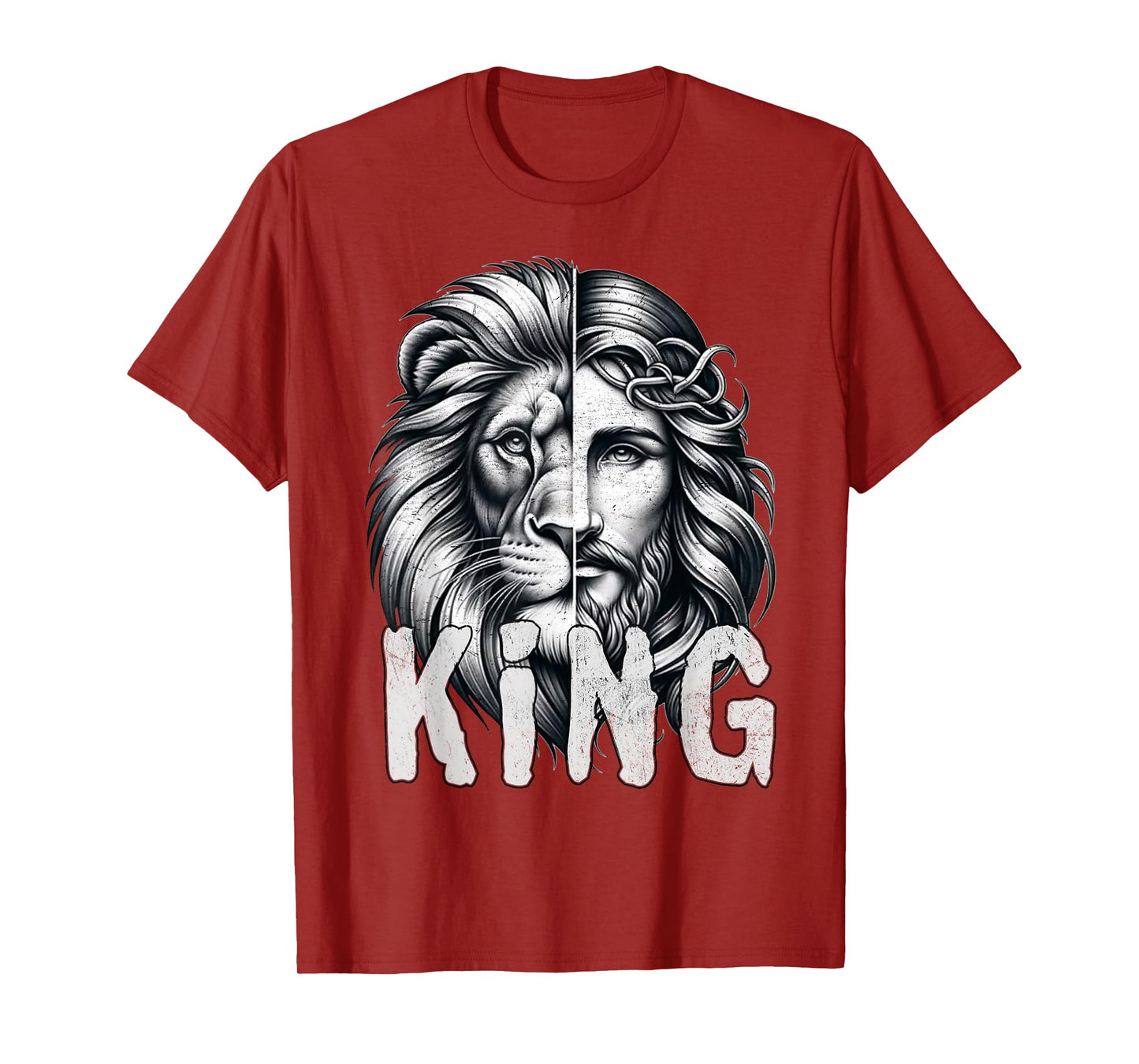 Lion and Jesus King Christian Faith Design T-Shirt