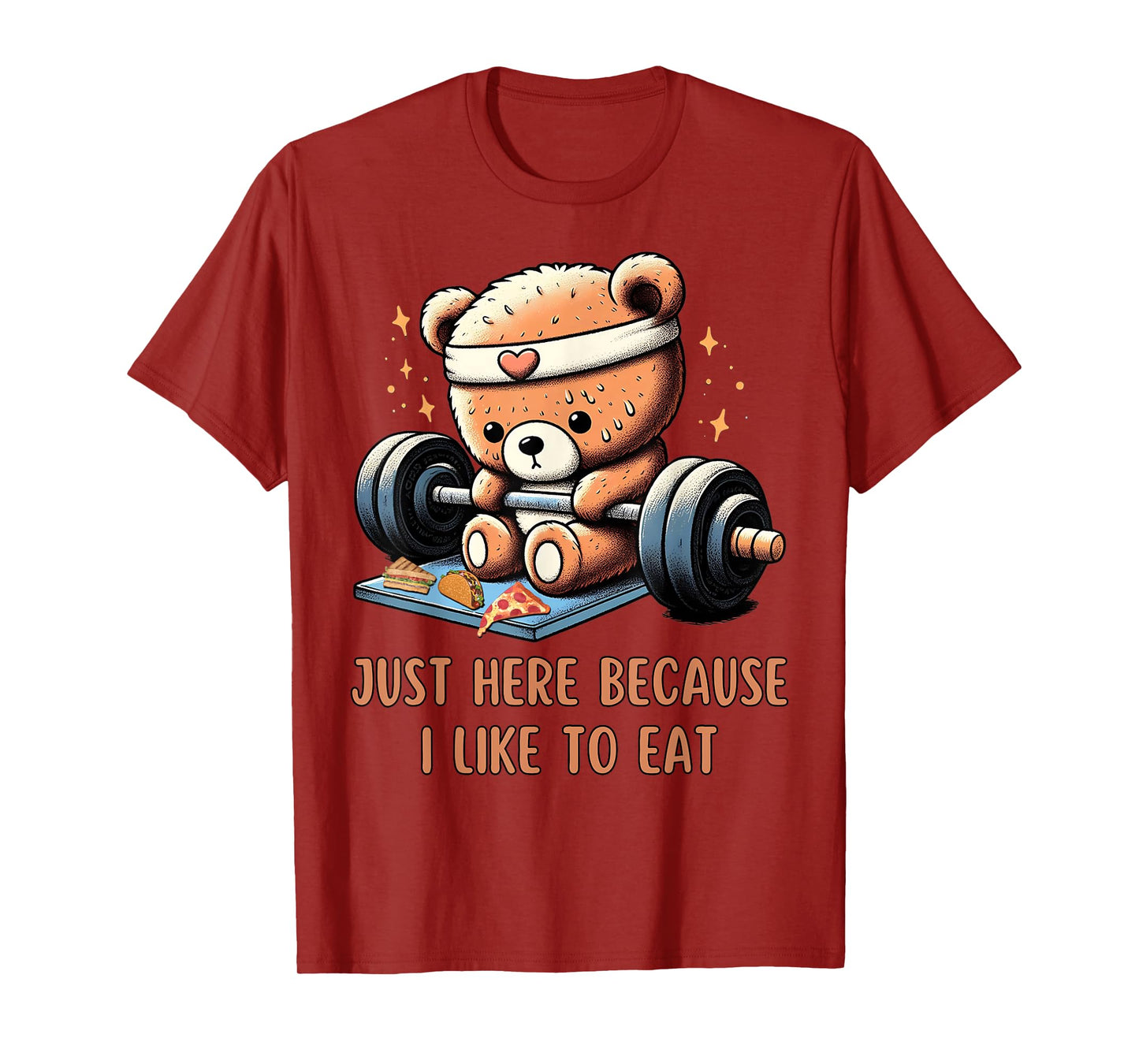 Funny Animal Teddy Bear Lifting Weights Gym Foodie Quotes T-Shirt