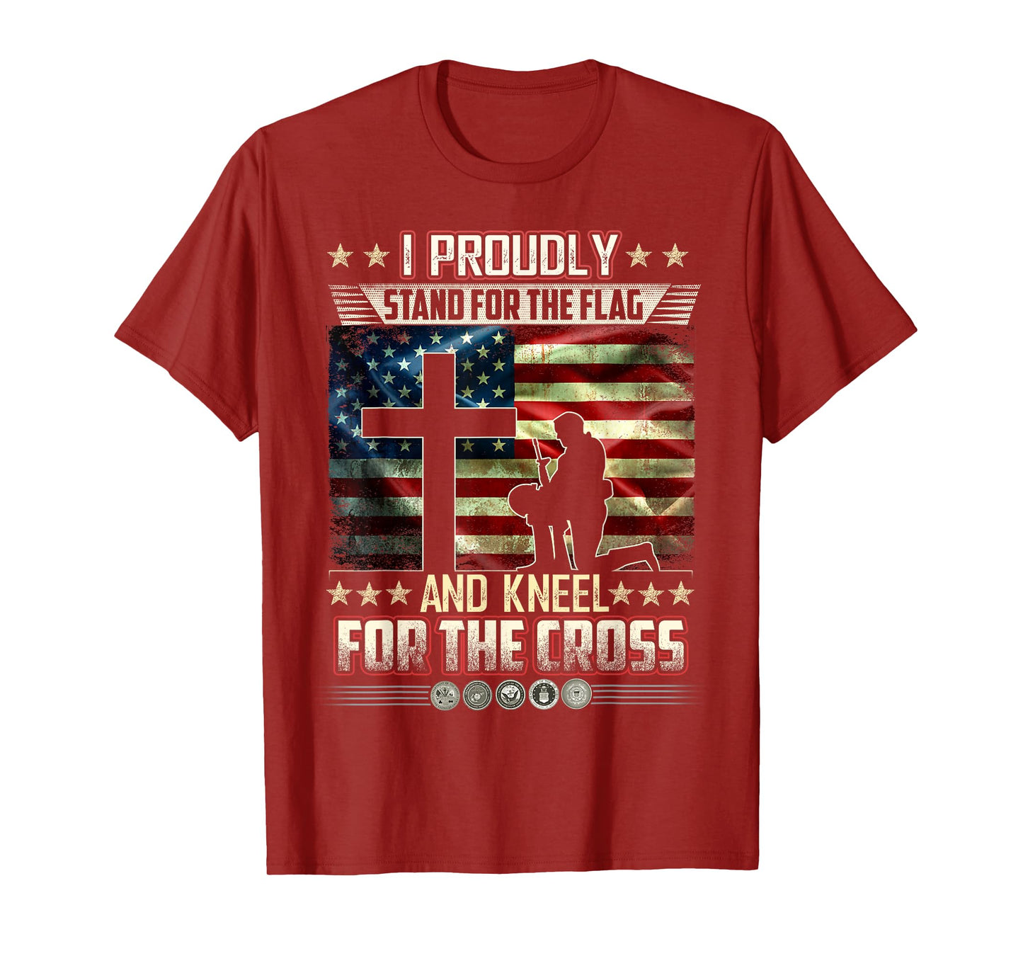 I Stand For The Flag And Kneel For The Cross US Flag Veteran T-Shirt