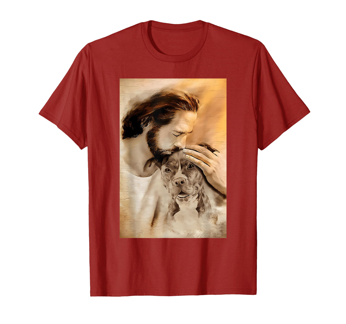 Funny Jesus With Lovely Pitbull For Pitbull Lover T-Shirt