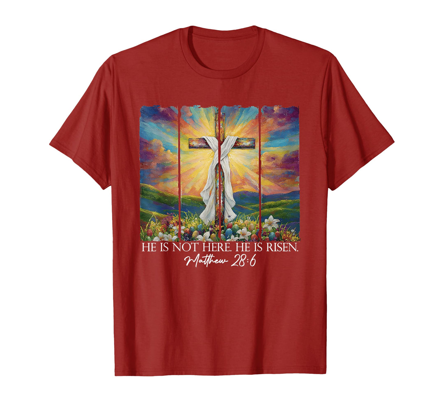 He Is Risen Christian Wildflower Happy Easter Women Girls T-Shirt