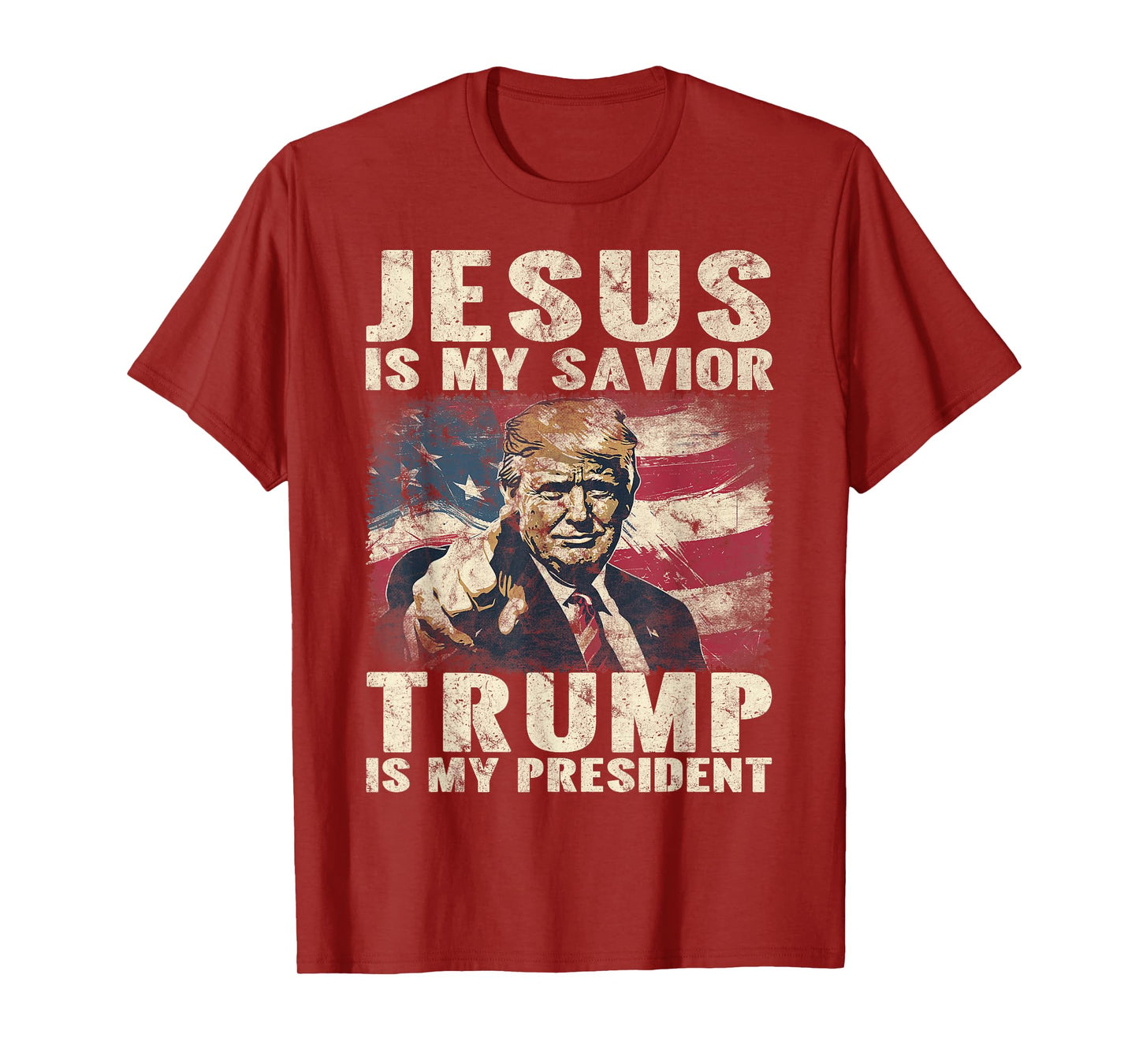 Jesus Is My Savior Trump Is My President 2024 American Flag T-Shirt