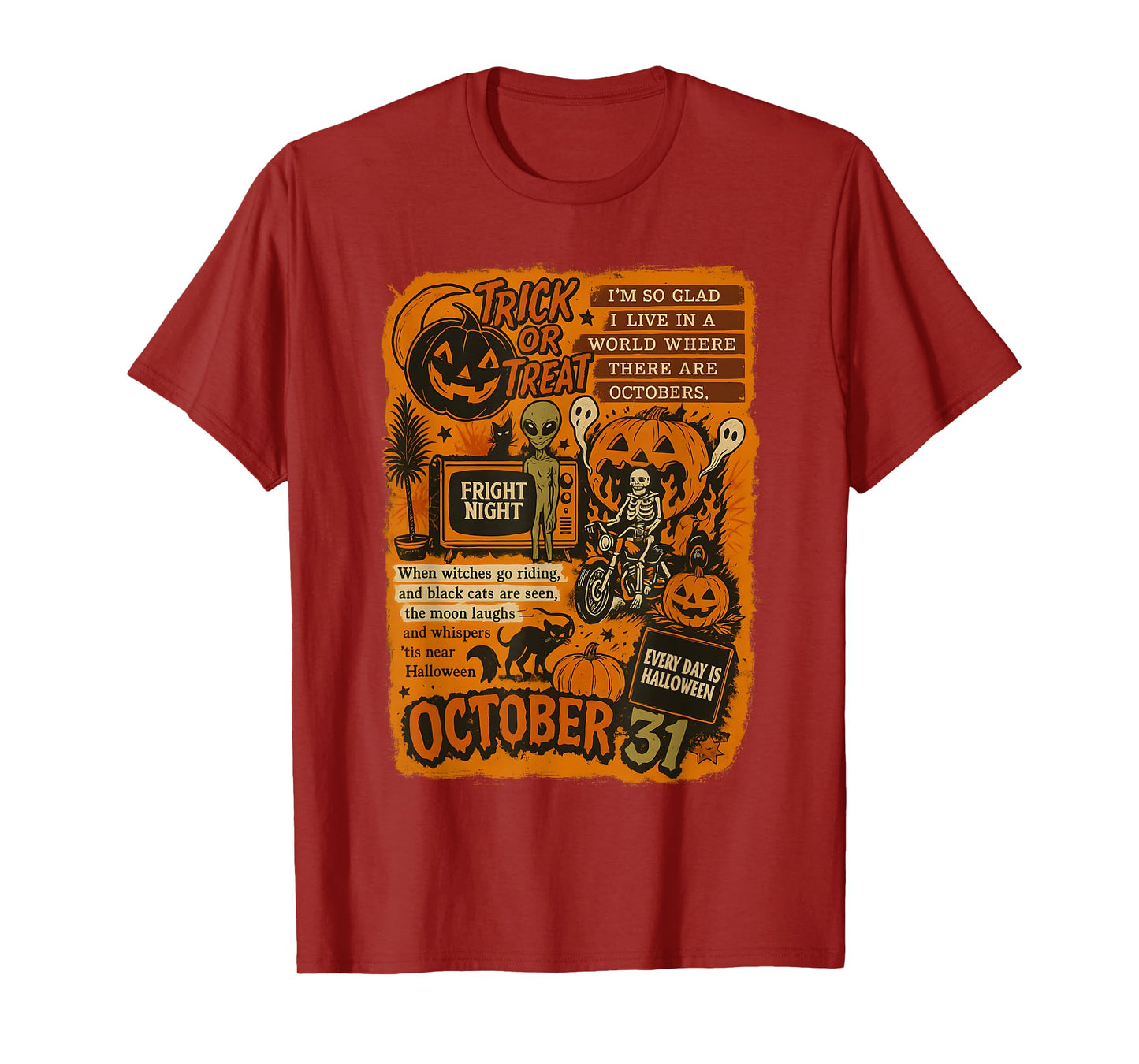 Vintage Halloween Art Quote Collage October 31 T-Shirt