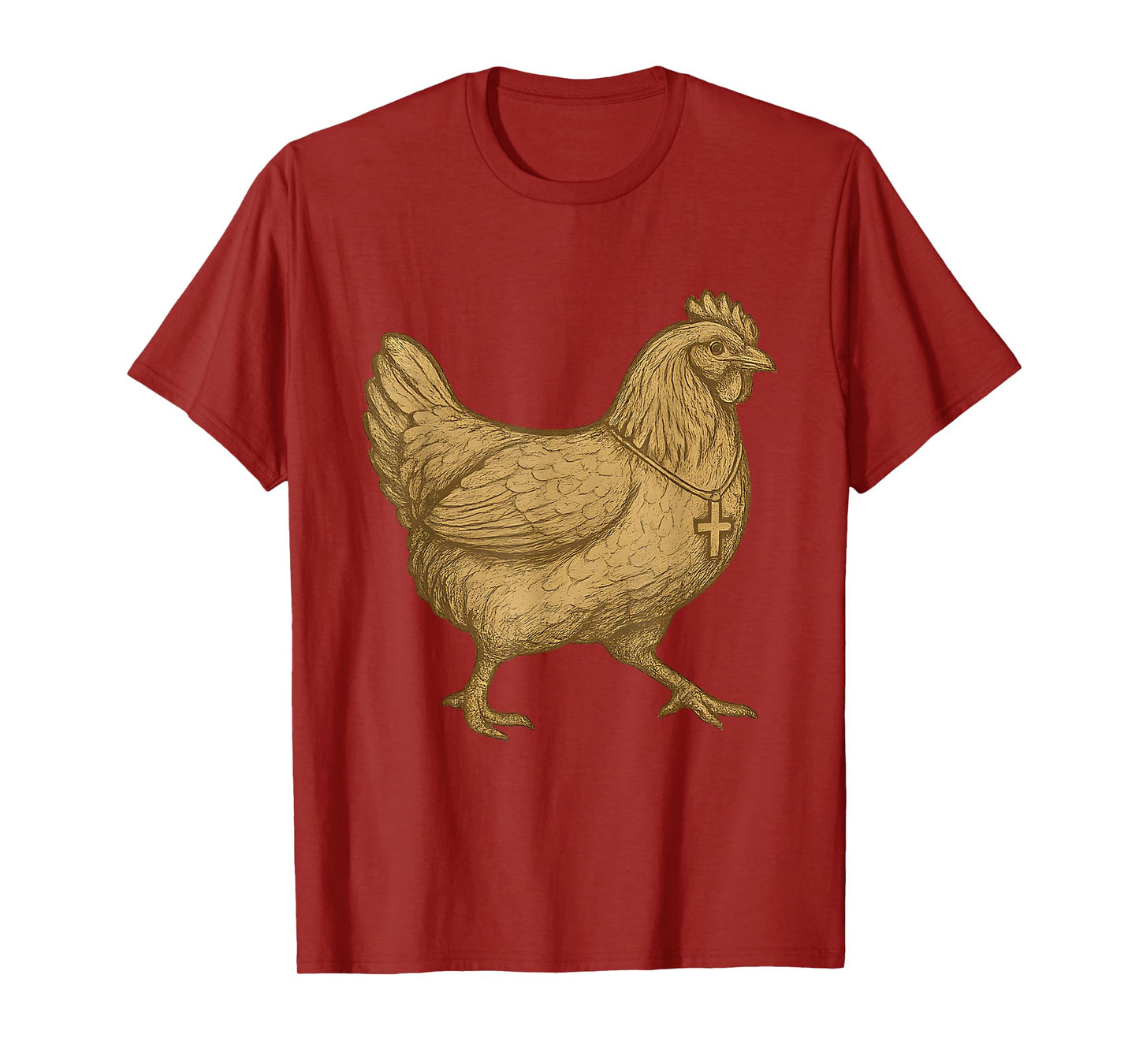 Vintage Christian Chicken Wearing Cross Farmer Faith Based T-Shirt