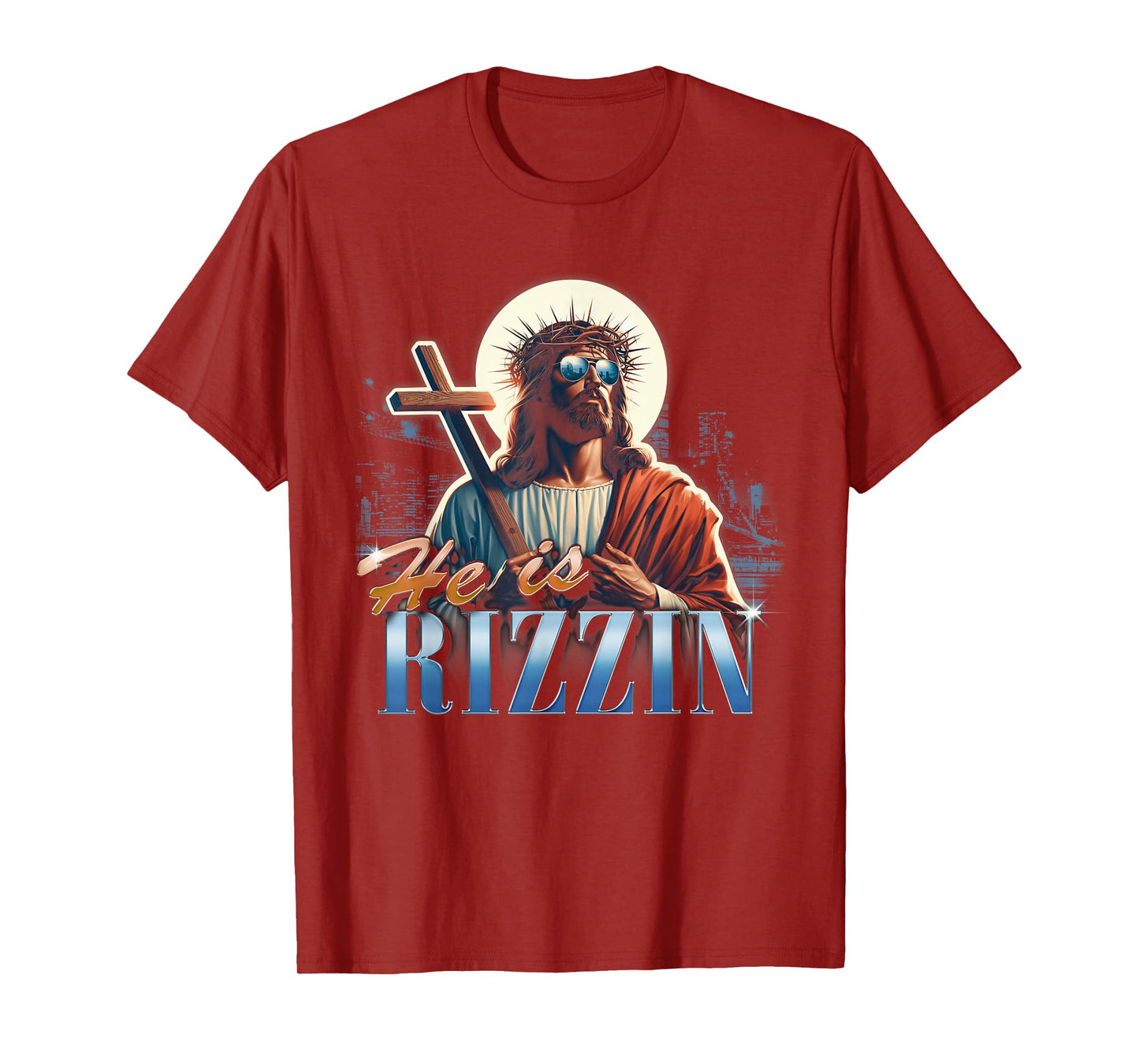 He Is Rizzin Funny Easter Jesus Meme Vintage Bootleg Rap 90s T-Shirt