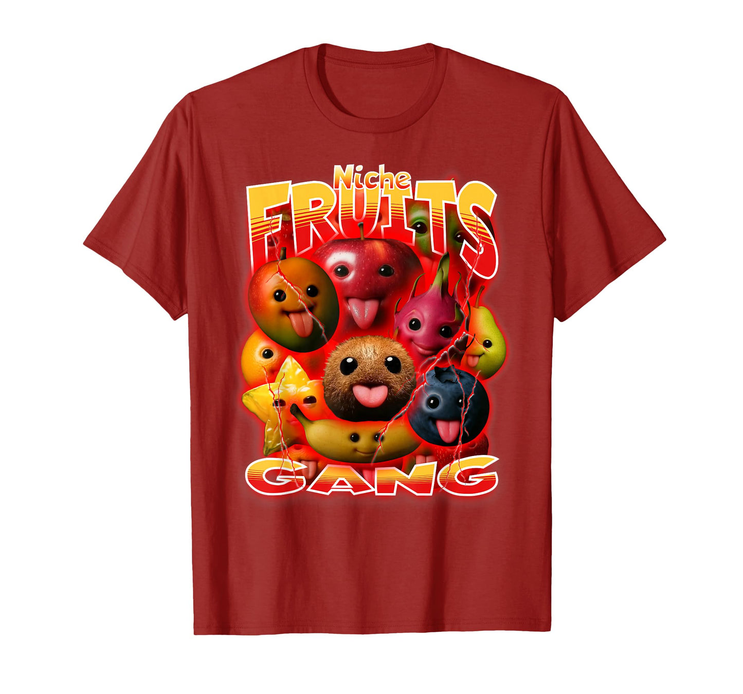 Funny Silly AI Fruits gen z Meme BrainRot Niche Fruits Gang T-Shirt