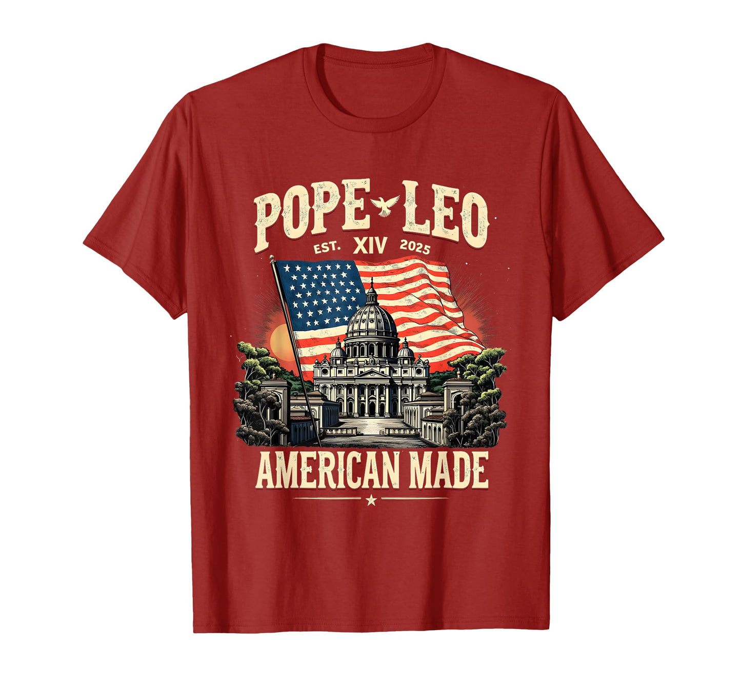 Pope Leo XIV 2025 USA Flag Dome Patriotic Heritage T-Shirt