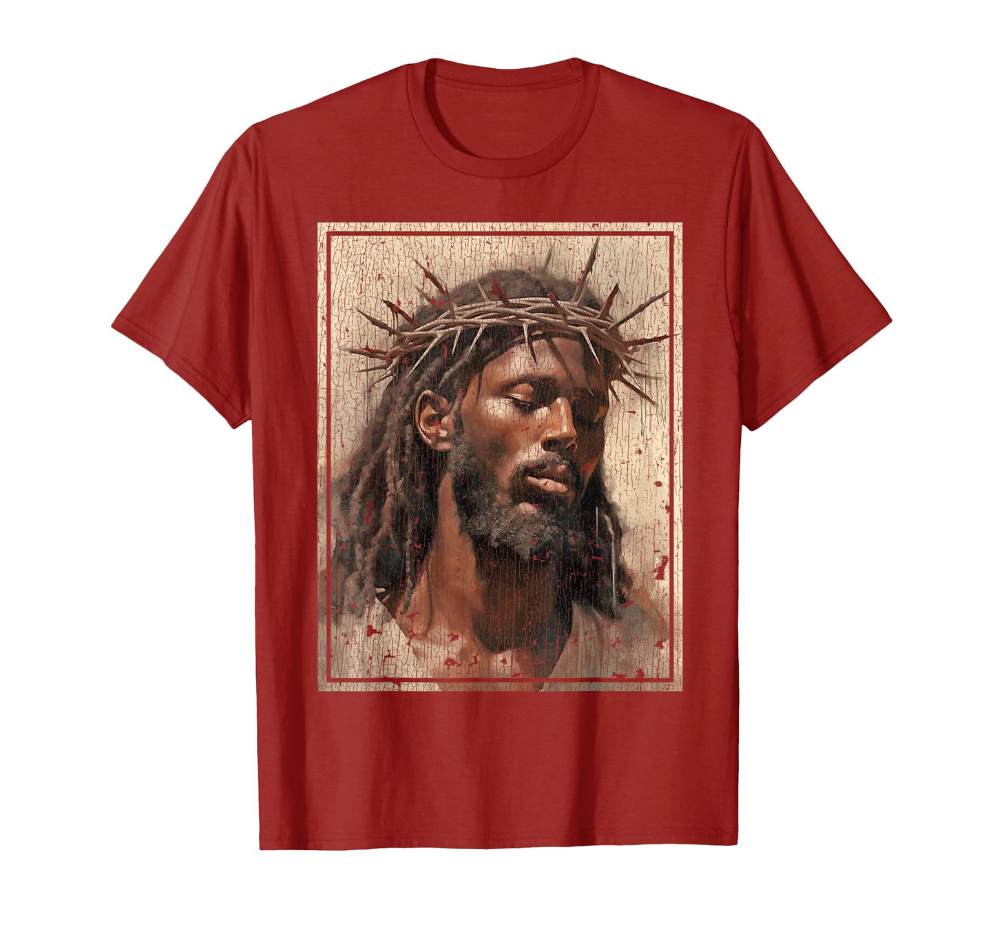 Black Jesus Shirt Face Of Jesus Cross With Crown Of Thorns T-Shirt