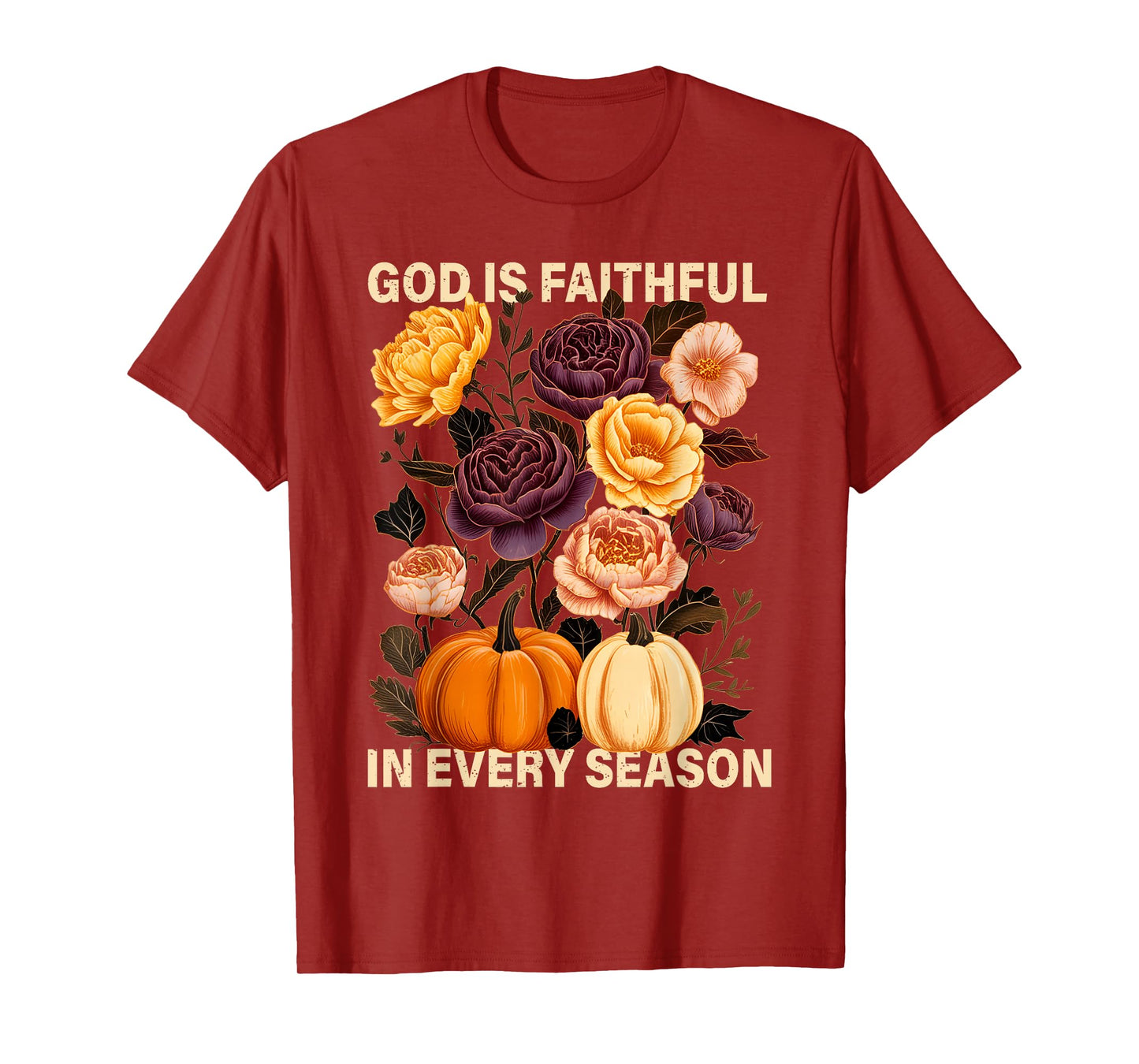 God is Faithful in Every Season Christian Fall Boho Floral T-Shirt