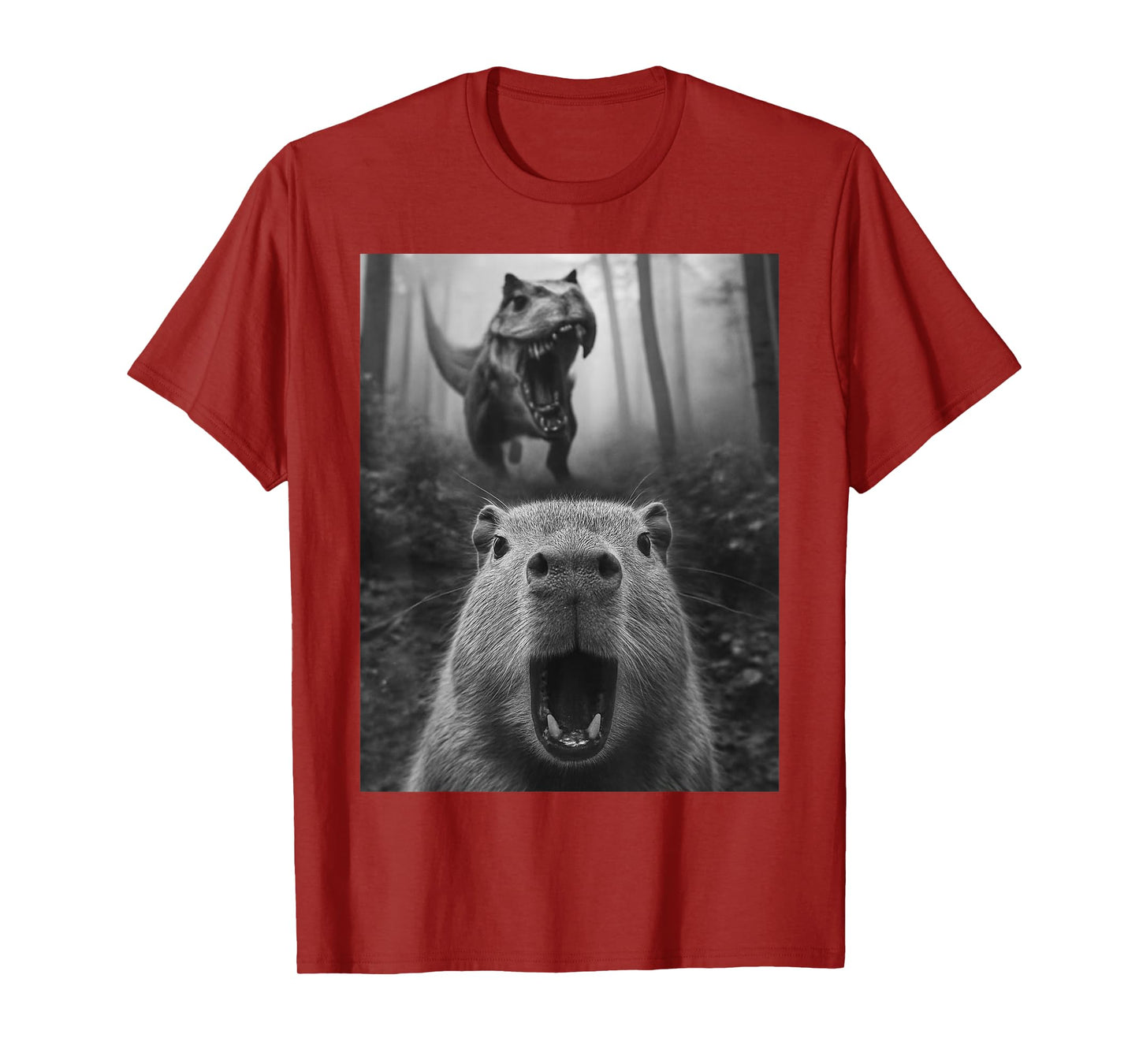 Capybara Capy TRex Dino Capybara Selfie With T-Rex Dinosaur T-Shirt