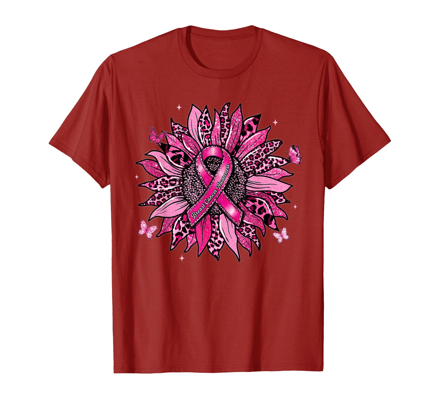 Sunflower Pink Ribbon Faith Breast Cancer Awareness Women T-Shirt