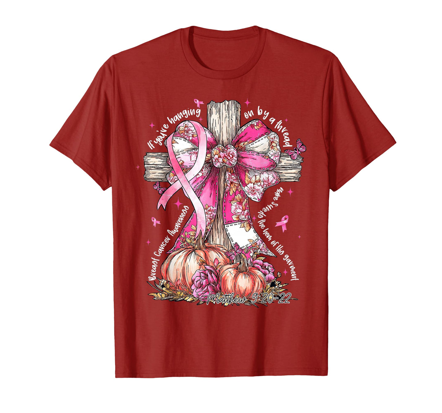 Jesus Pink Bow Cross Breast Cancer Faith Hope Strength T-Shirt
