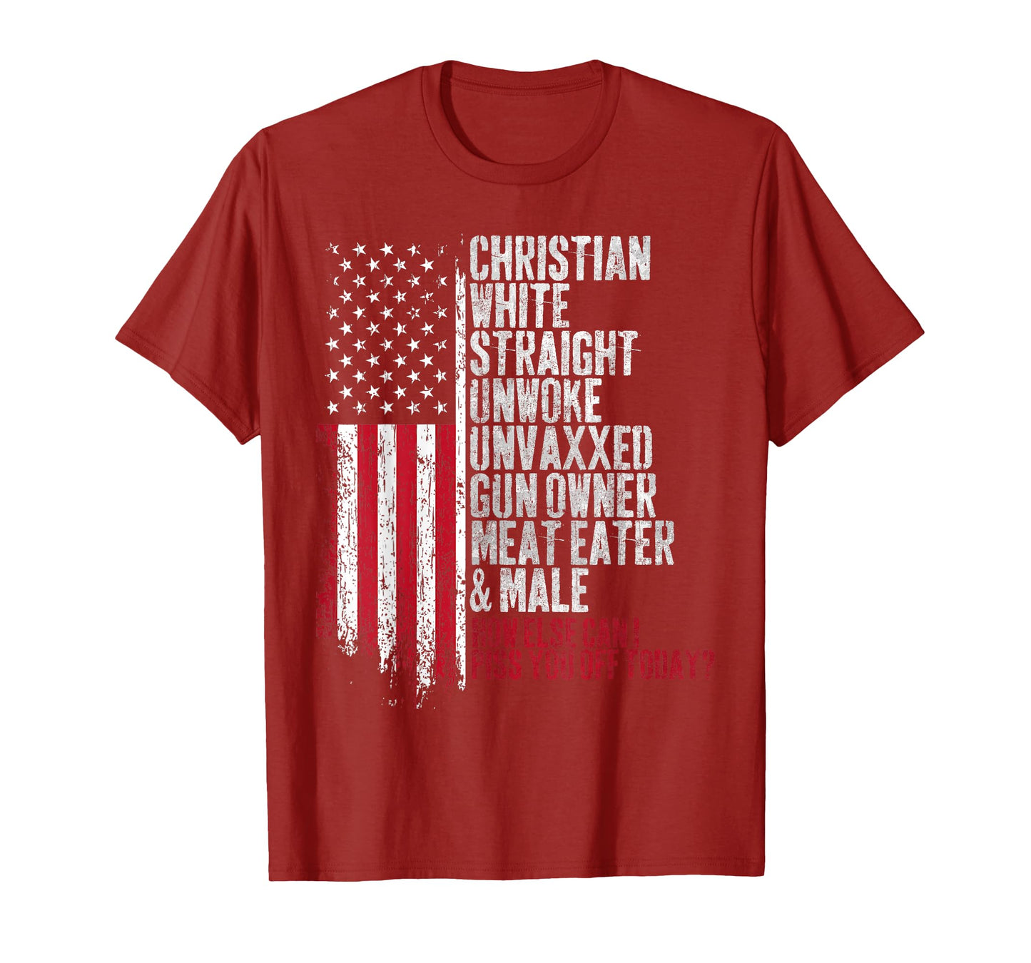 Christian White Straight Unwoke Unvaxxed Gun Owner T-Shirt