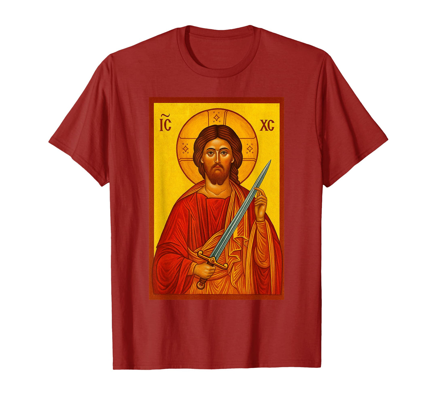 Jesus With A Sword - Christian Orthodox Icon T-Shirt