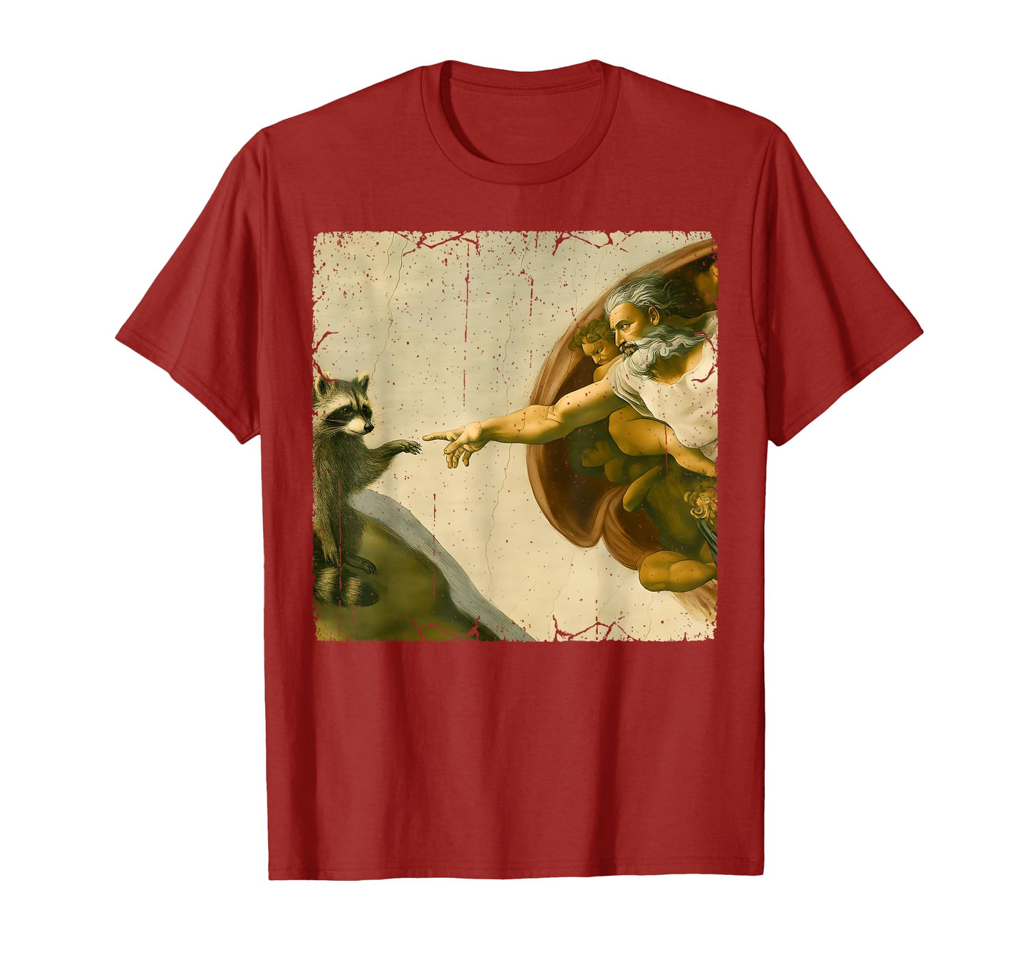 Raccoon God Creation of Adam Meme Funny Memes T-Shirt