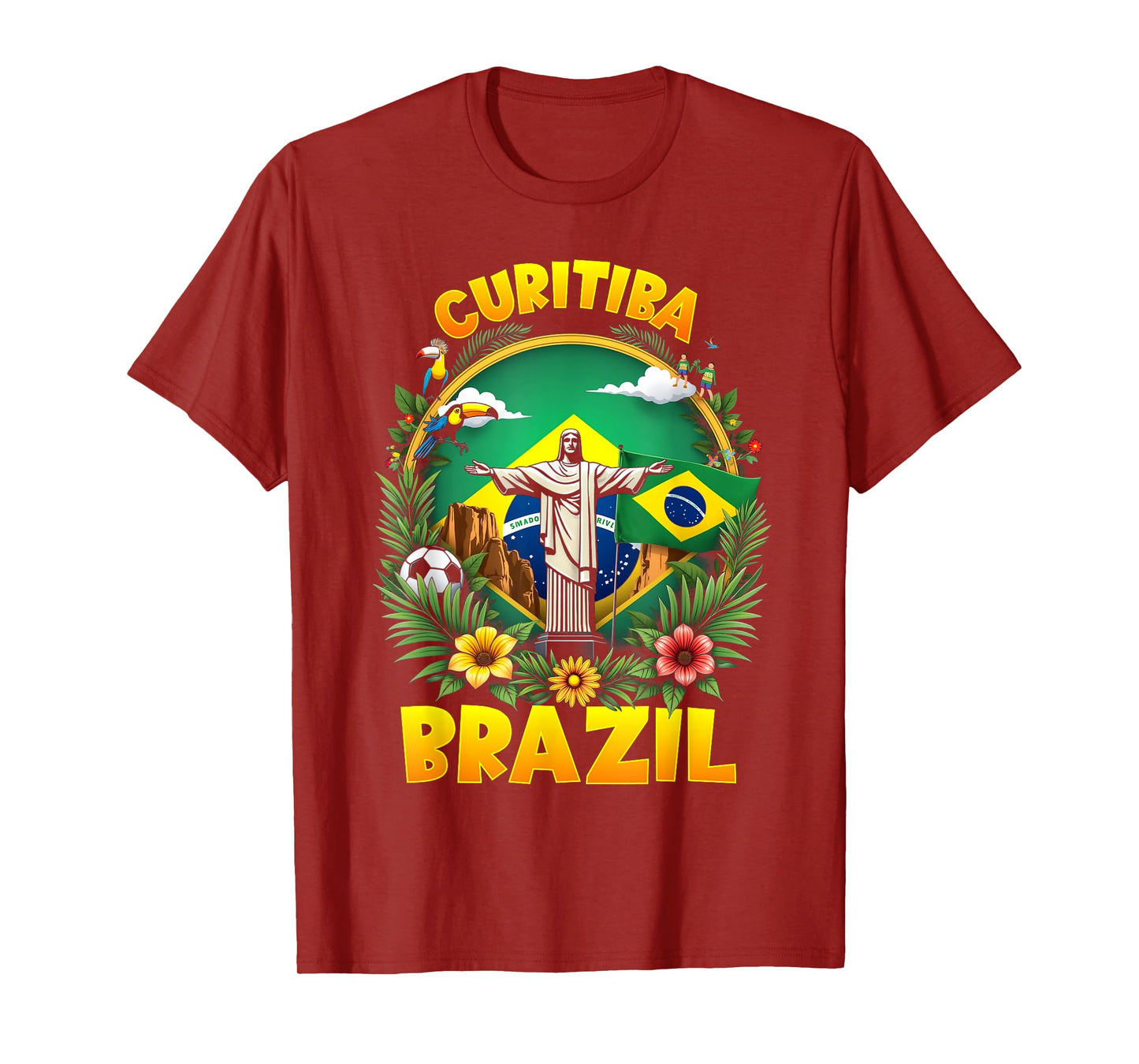 Curitiba Brazil Christ The Redeemer Brazilian Flag T-Shirt