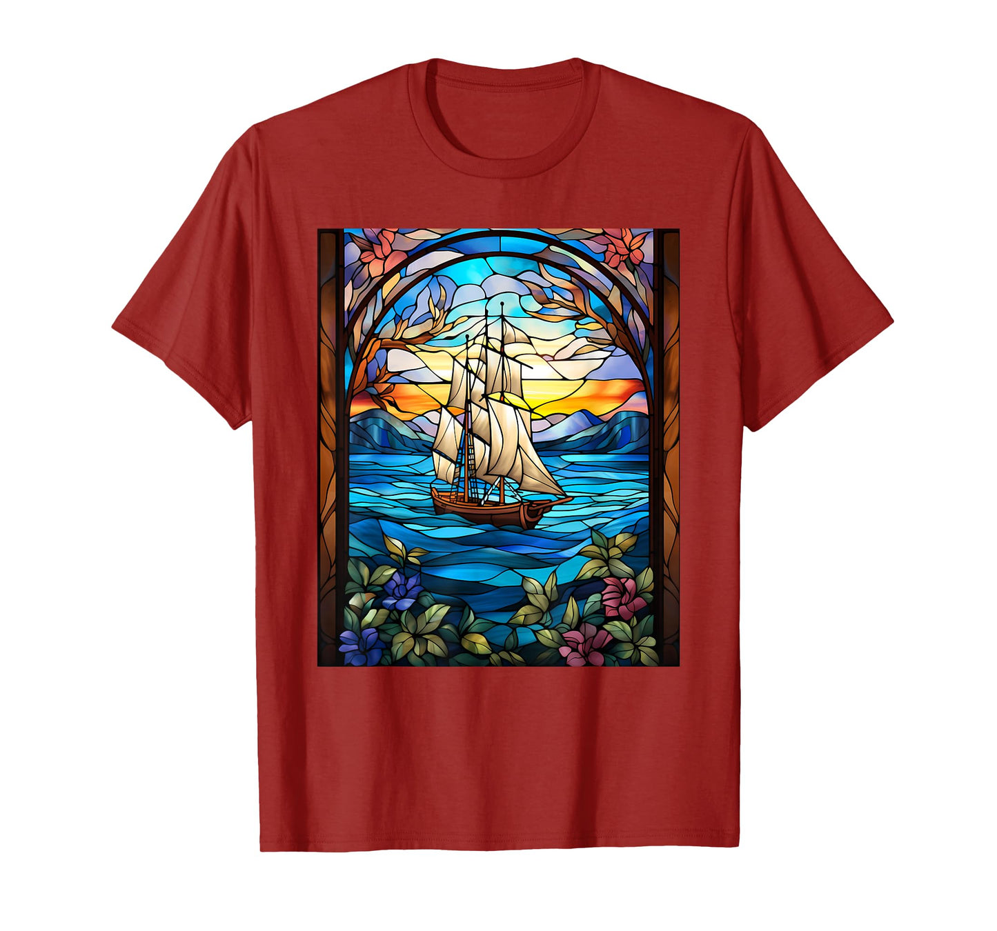 Stained Glass Style Sailing T-Shirt