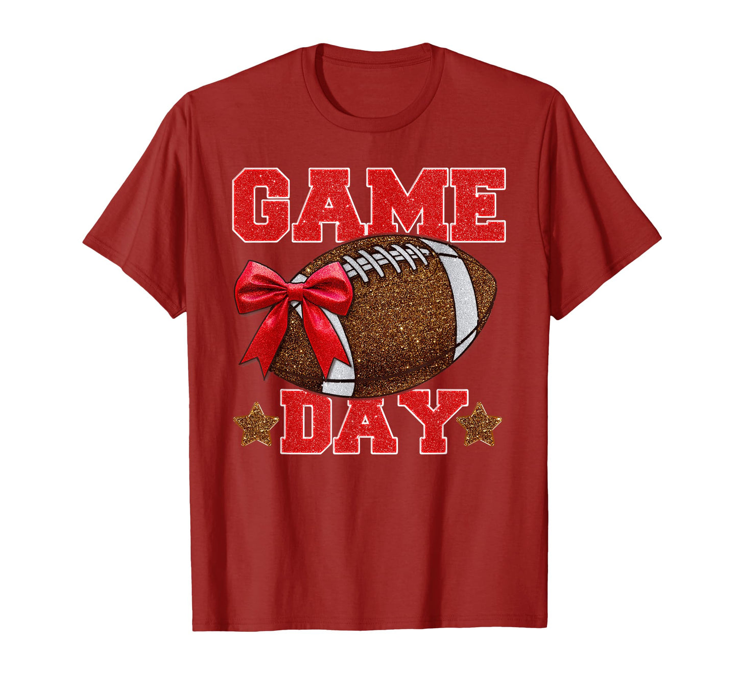 Game Day Football Season Football Mama Girl Red Gold Vibes T-Shirt