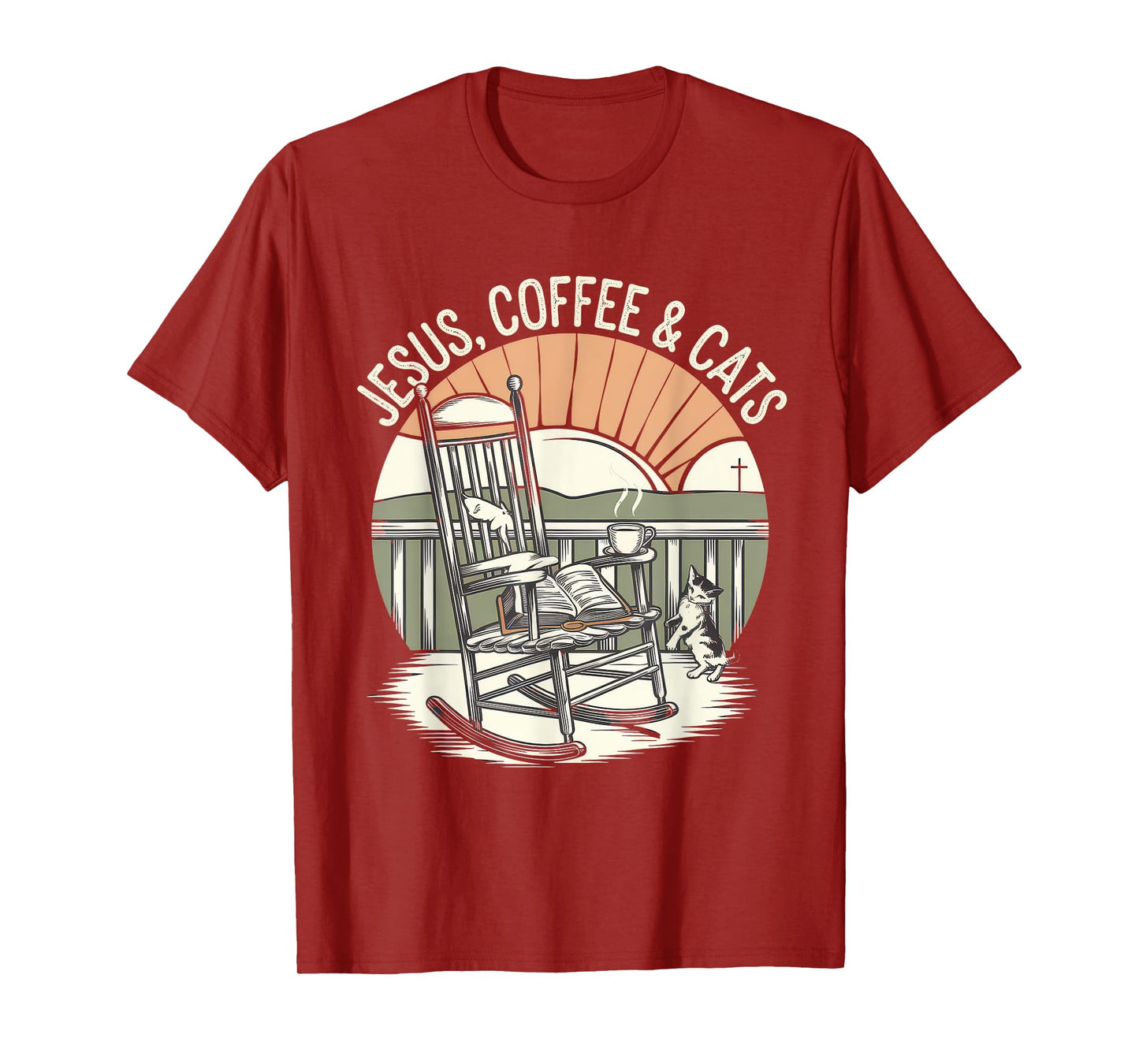 Jesus Coffee Cats Funny Cute Design Jesus Lovers Christian T-Shirt