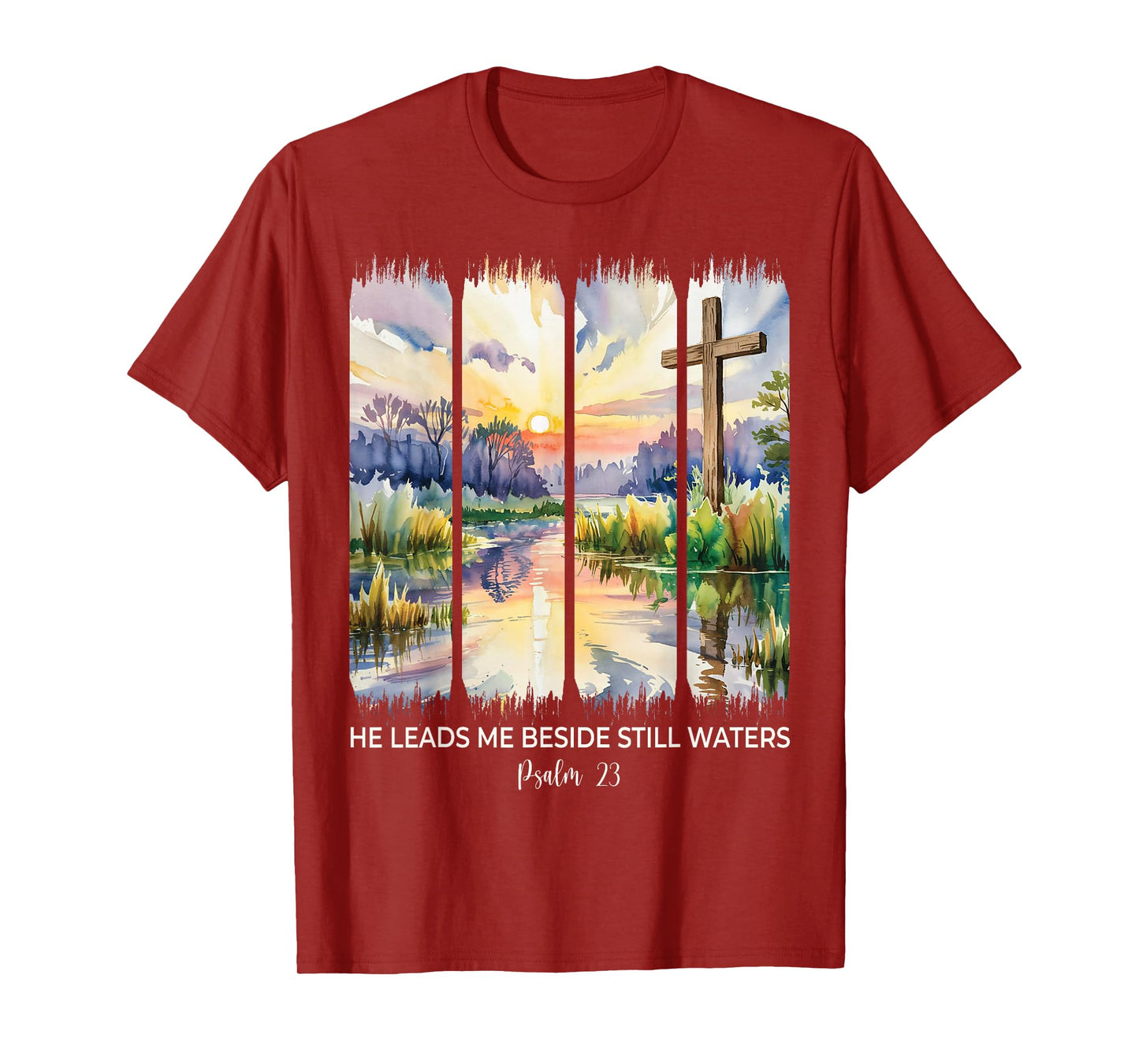Cute Psalm 23 He Leads Me Beside Still Waters Christian Girl T-Shirt