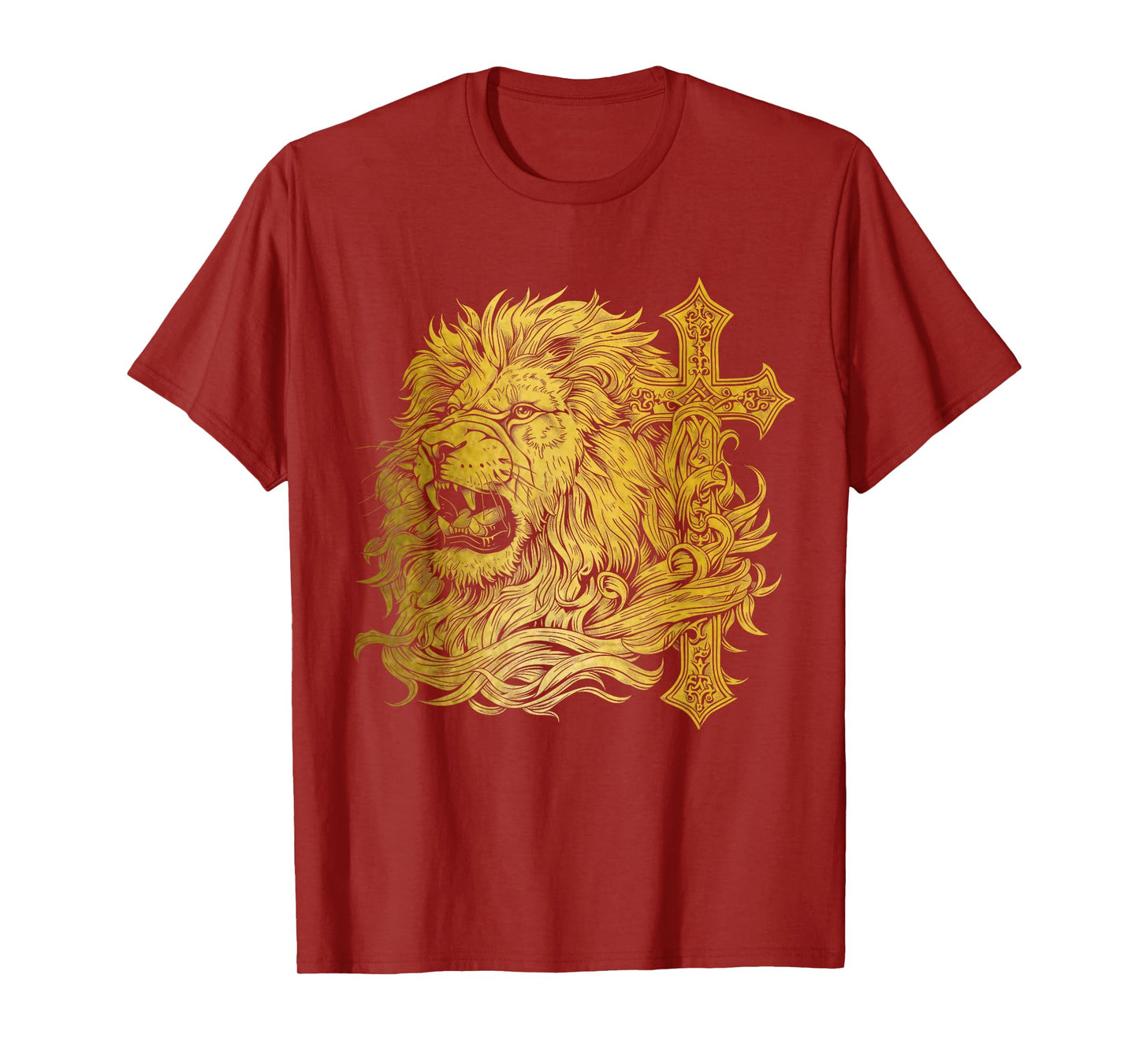 Christian Lion of Judah Cross Jesus Religious Faith T-Shirt