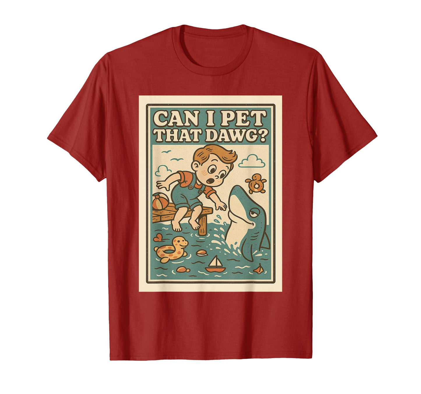 Can I Pet That Dawg Funny Shark Adult Humor Meme T-Shirt