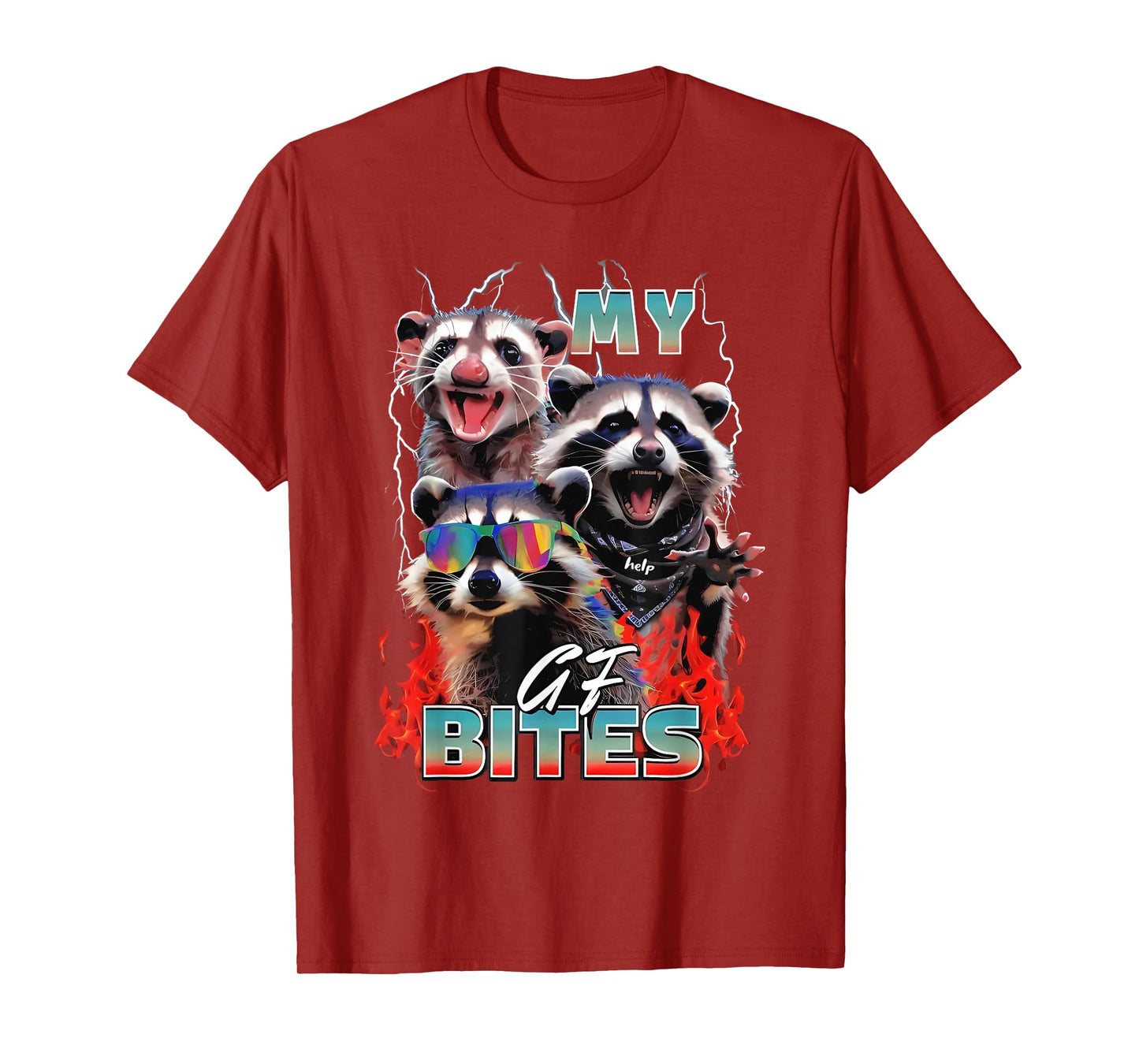 My Gf Bites Raccoon Funny My Girlfriend Bites T-Shirt