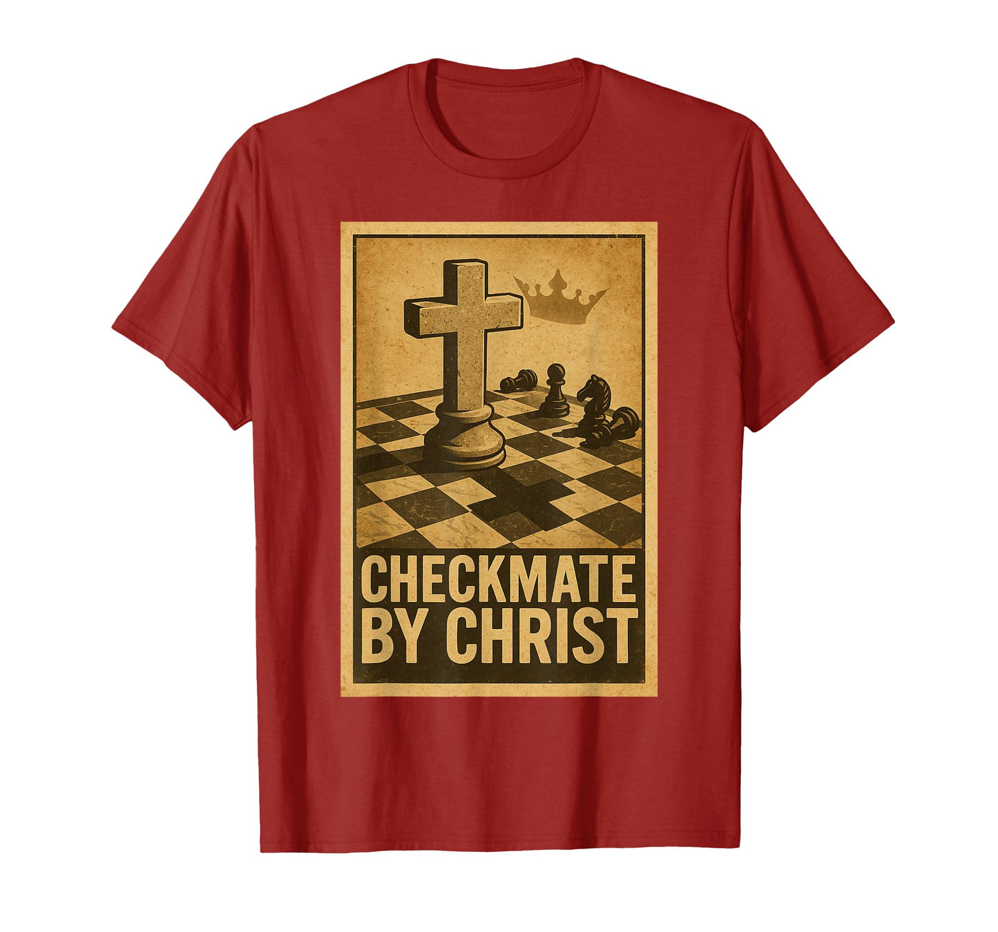 Checkmate by Christ Vintage Christian Chess Poster T-Shirt