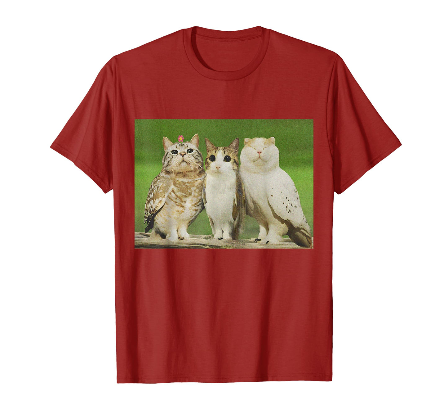 Meowl Trio Cat Owl Funny Cursed Internet Trendy Meme T-Shirt