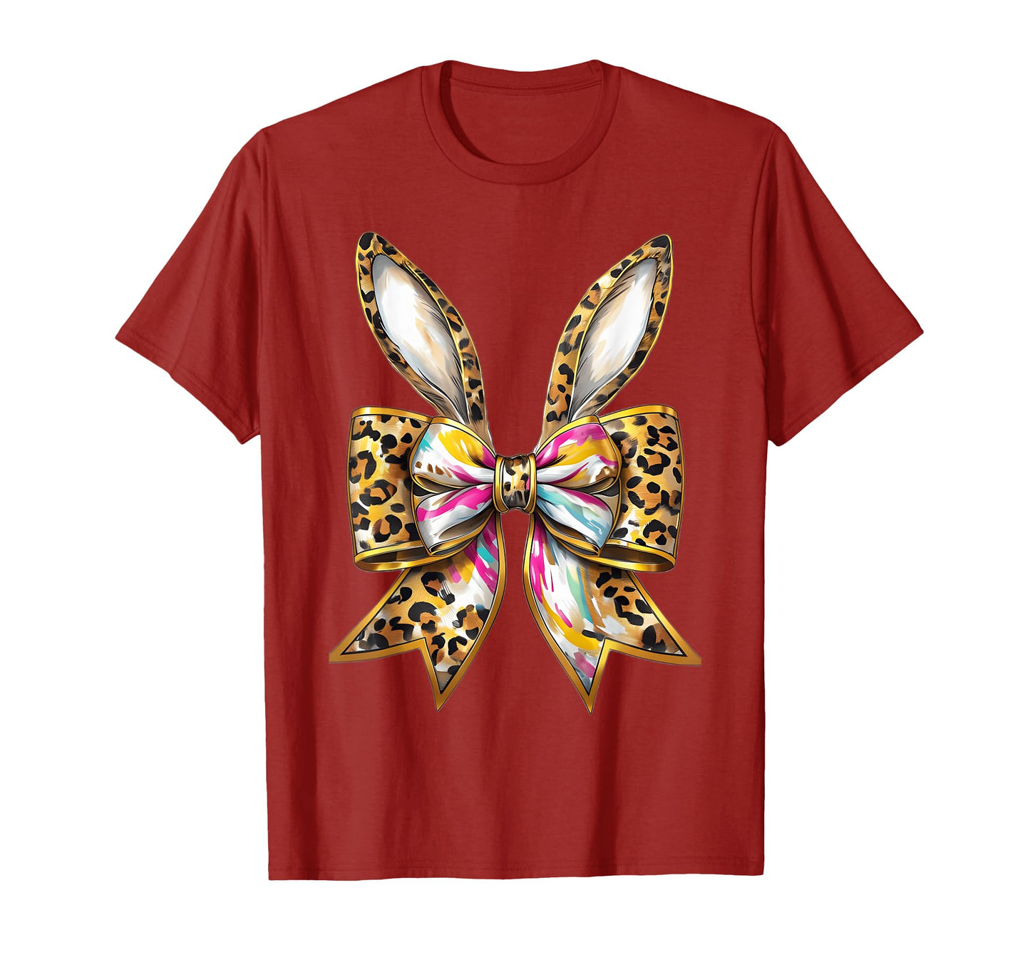 Easter Bunny Leopard Coquette Bow Happy Easter Girls Women T-Shirt