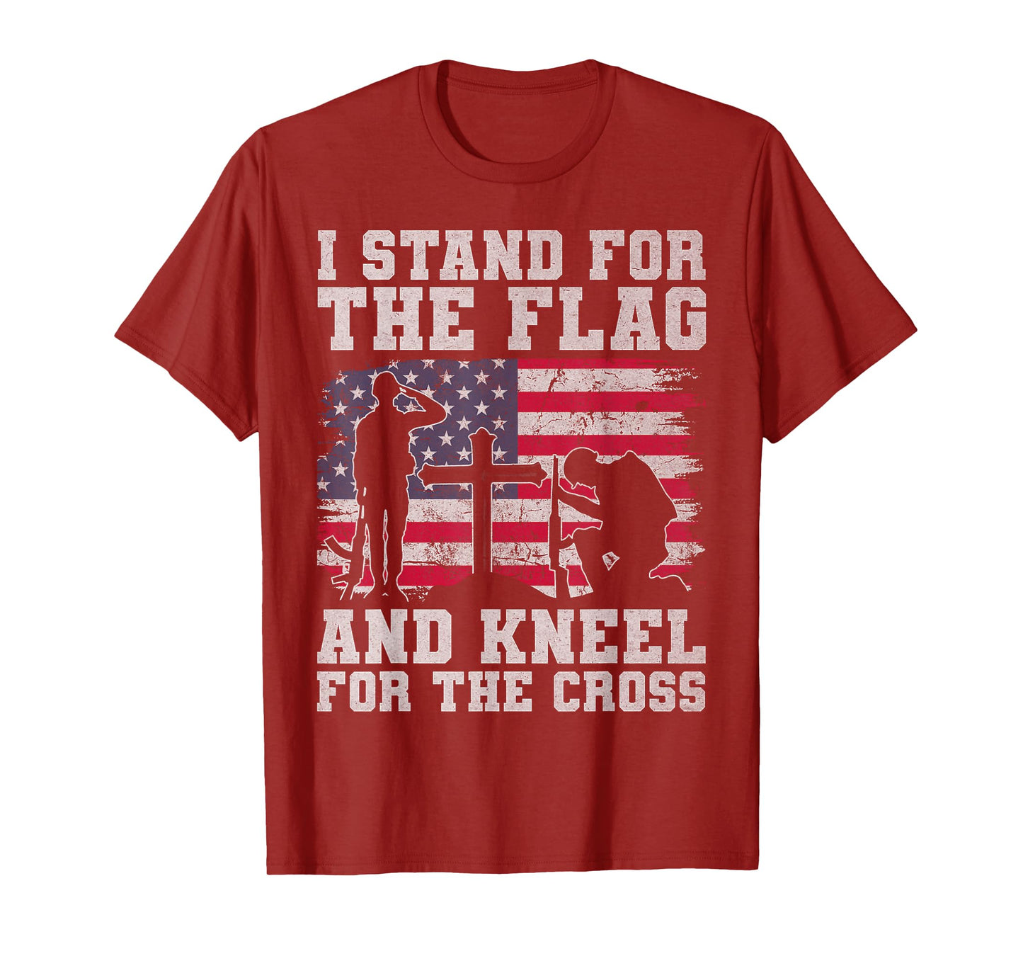 I Stand For The Flag And Kneel For The Cross Veteran US Flag T-Shirt
