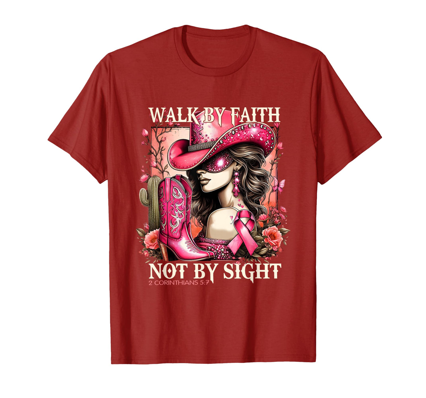 Walk by Faith Breast Cancer Awareness Cowgirl T-Shirt