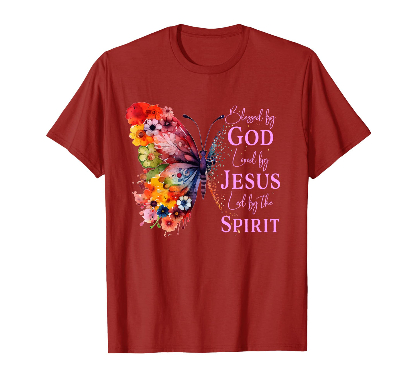 Blessed by God Loved by Jesus Butterfly Long Sleeve T-Shirt