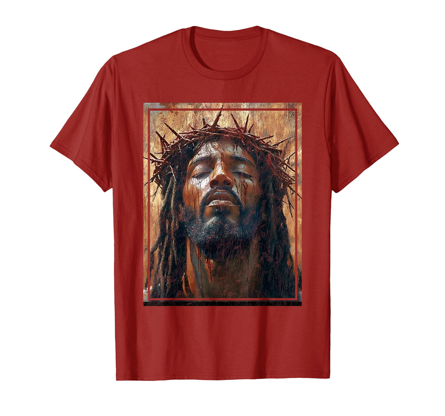 Black Jesus Face Of Jesus Cross With Crown Of Thorns T-Shirt