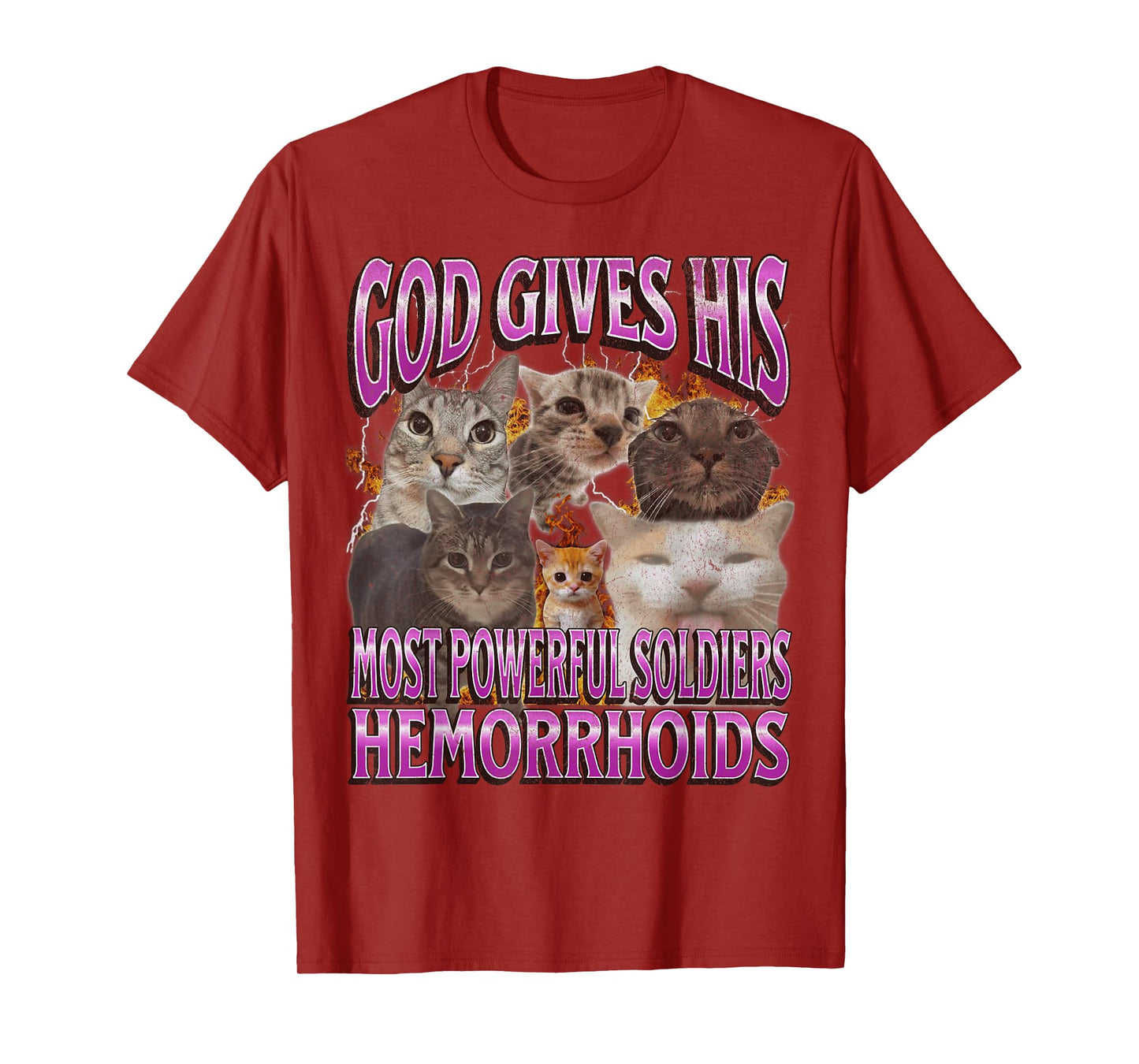 God Gives His Most Powerful Hemorrhoids Funny Cat Meme T-Shirt