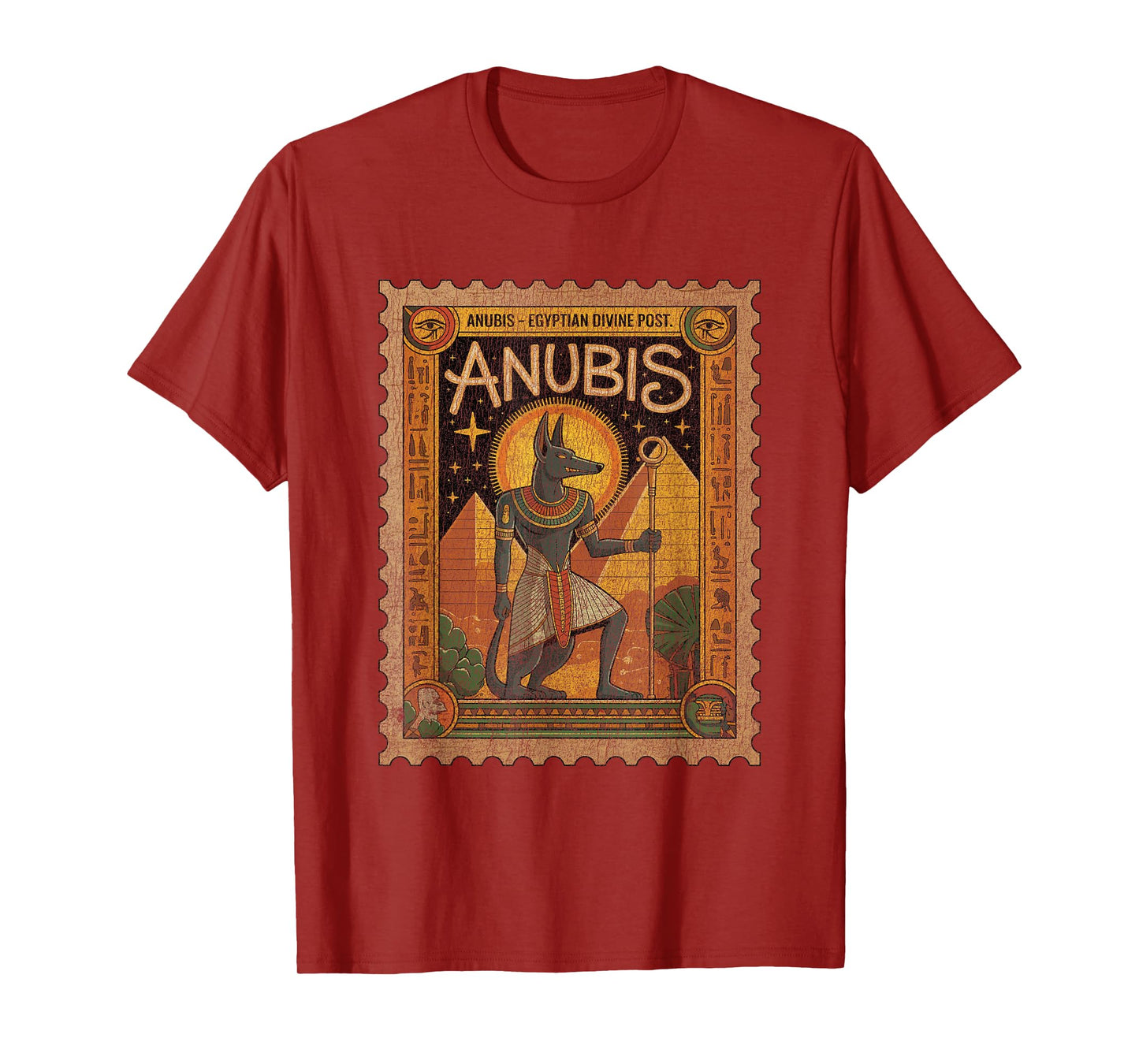 Anubis Egyptian Mythology Retro Vintage Stamp T-Shirt