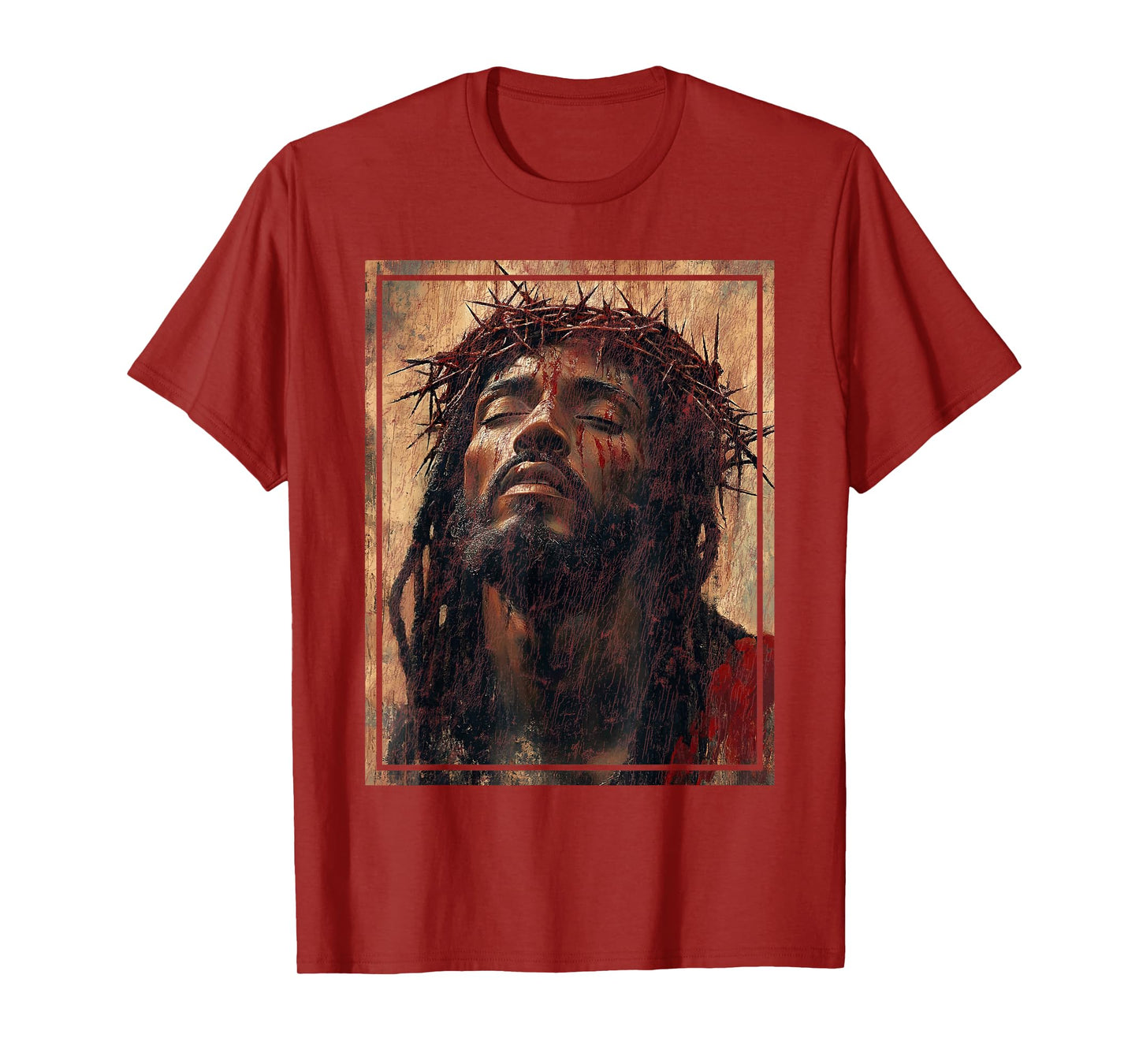 Black Jesus Face Of Jesus Cross With Crown Of Thorns T-Shirt