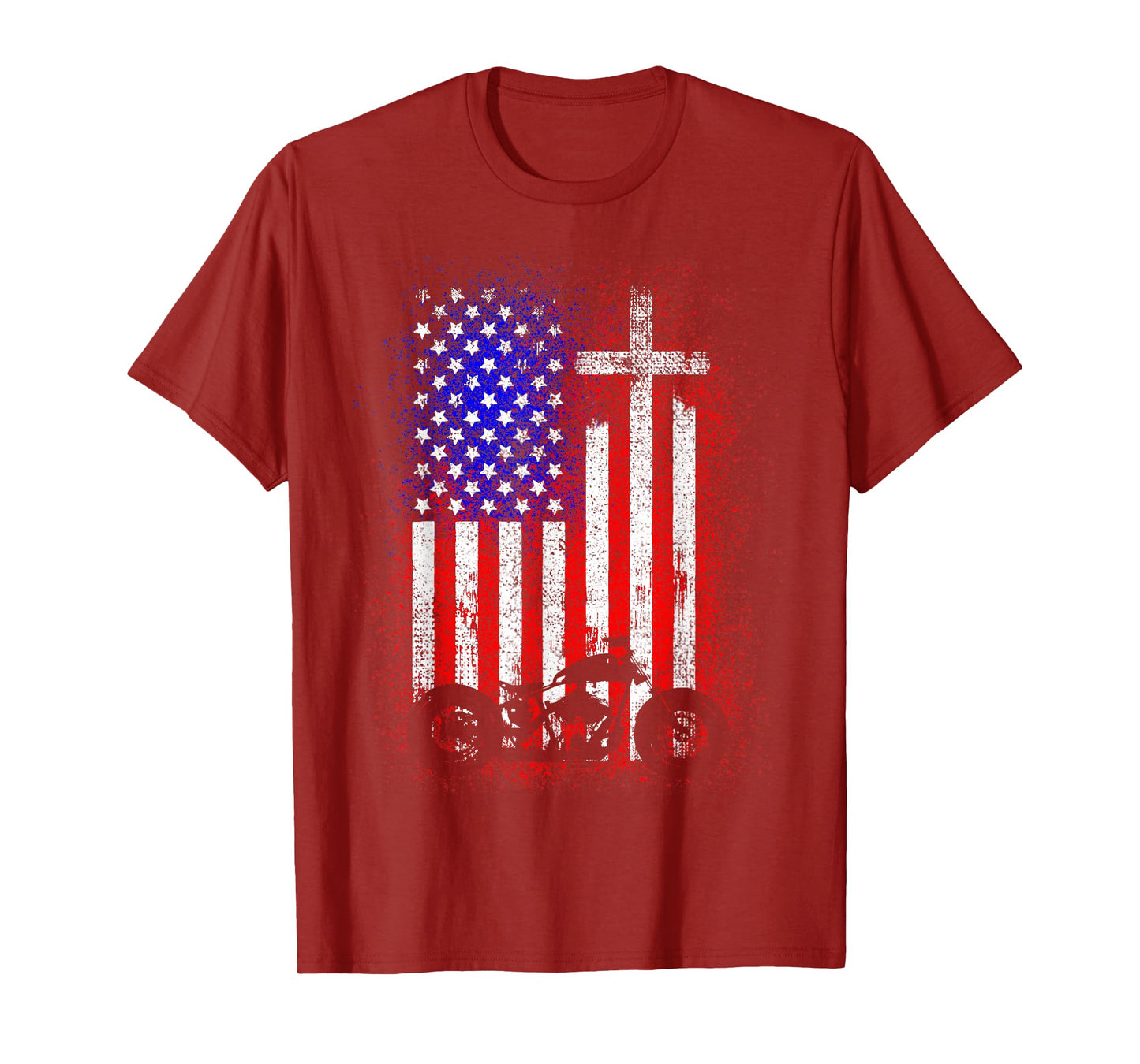 Vintage Motorcycle USA Flag Christian Faith for Bikers T-Shirt