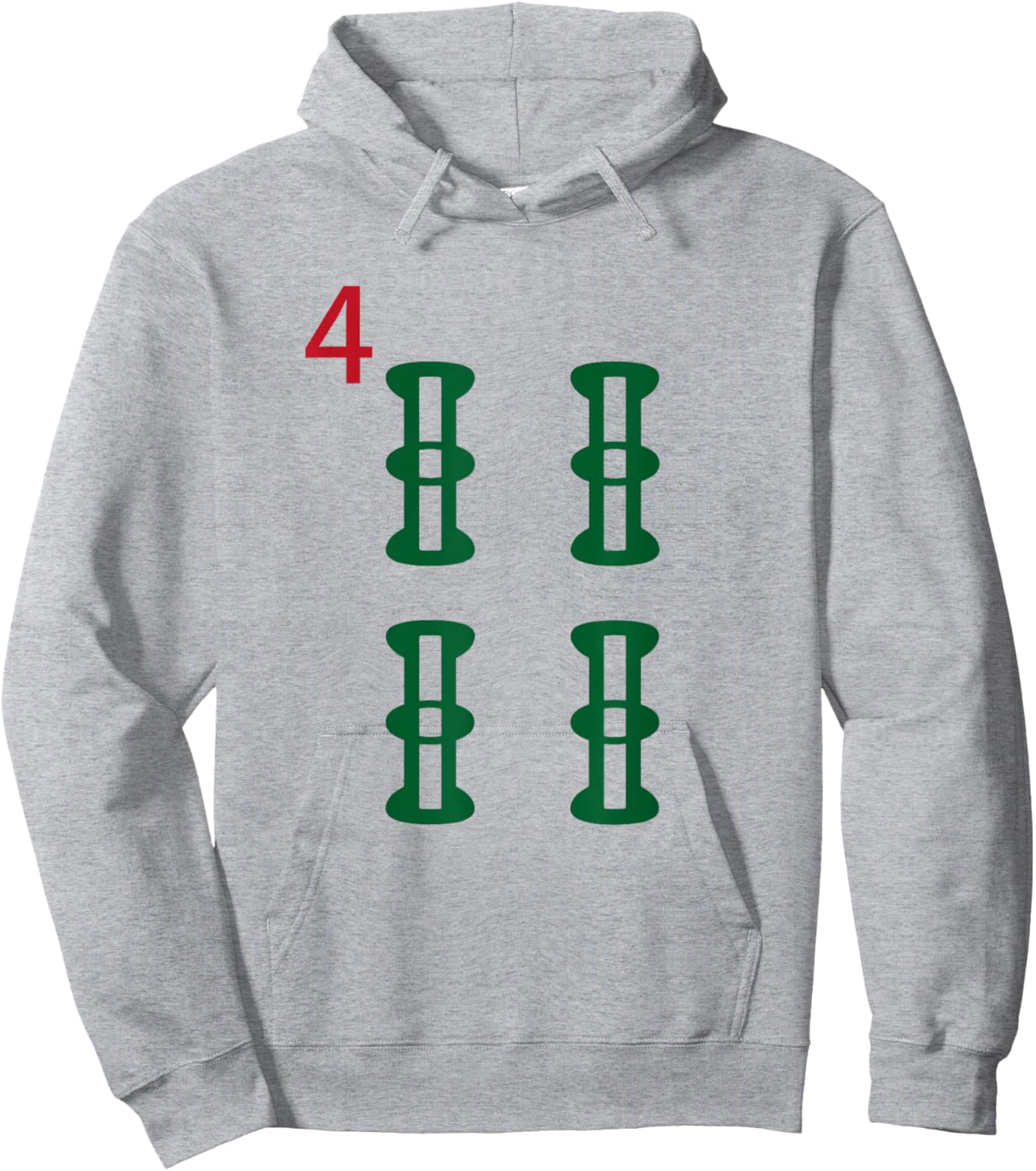 Chinese Mah Jong Bamboo Sozu Four Tile Mahjong Costume Hoodie - Hoodie | Ash