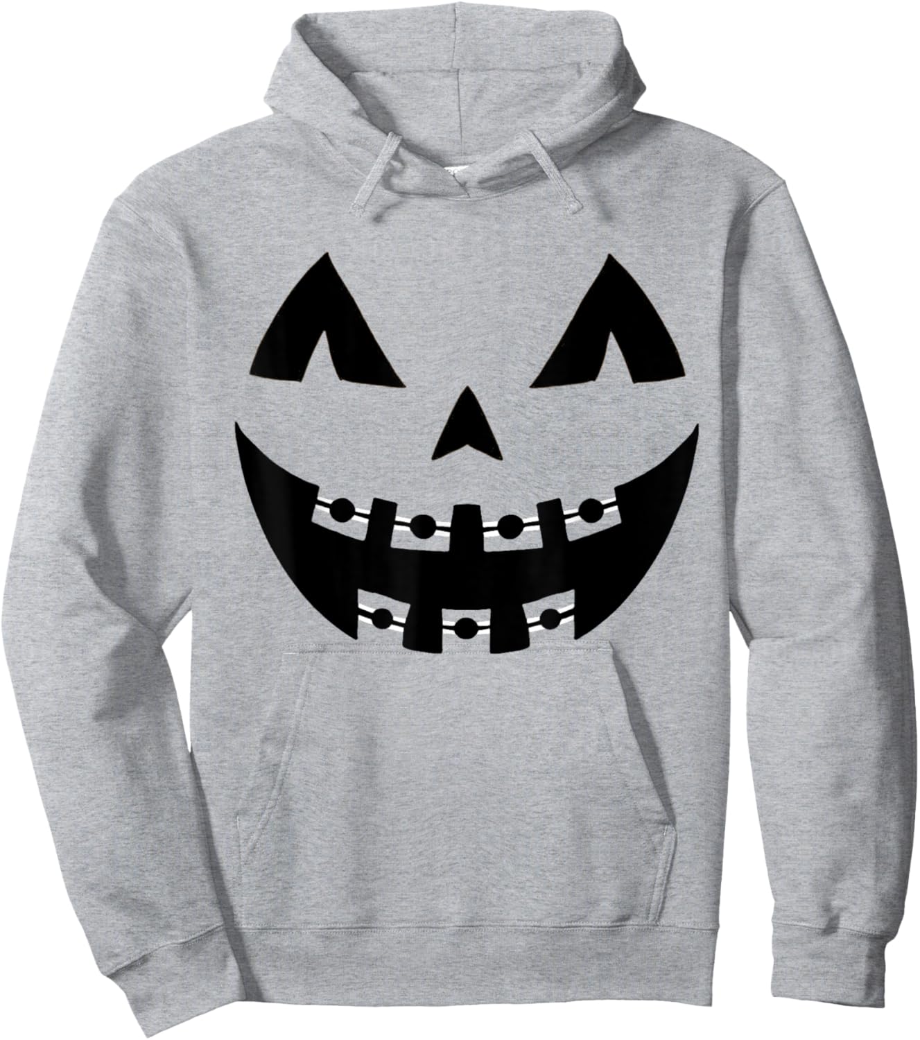 Halloween Jack O Lantern Face Pumpkin Braces Orthodontics Hoodie - Hoodie | Ash