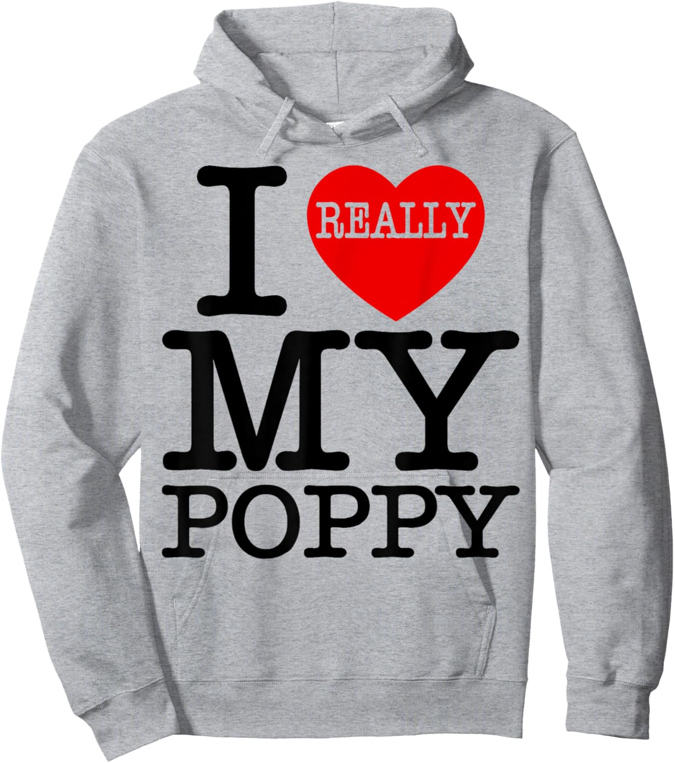 Fun I Heart My Poppy I Love My Poppy Grandpa Grandparent Day Hoodie - Hoodie | Ash